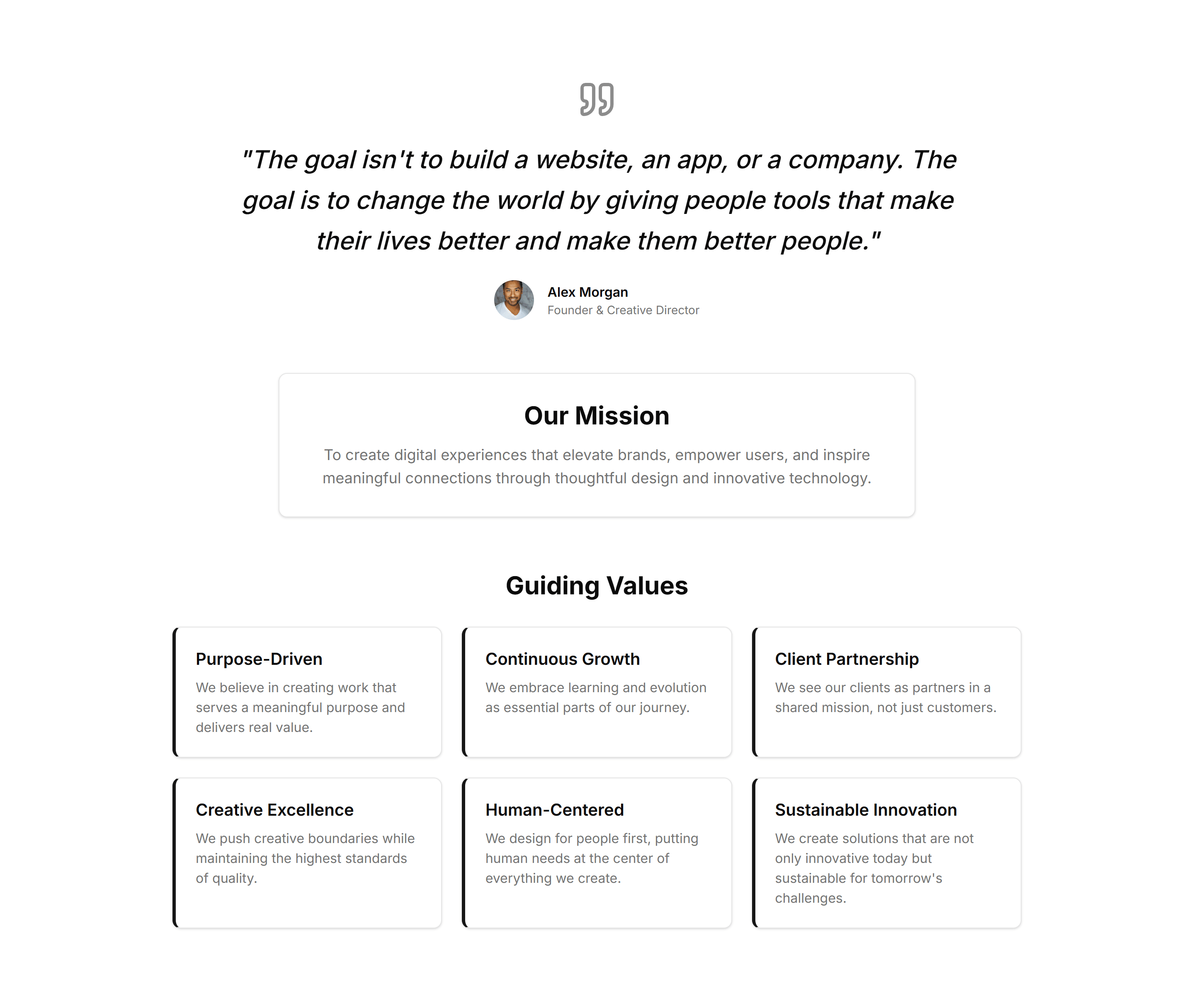 Portfolio Mission And Value: Quote Values Combo