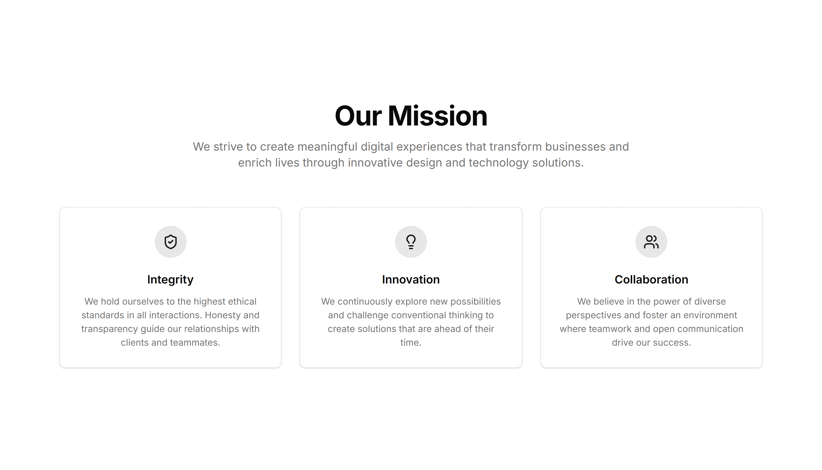 Portfolio Mission And Value: Three Pillars Layout