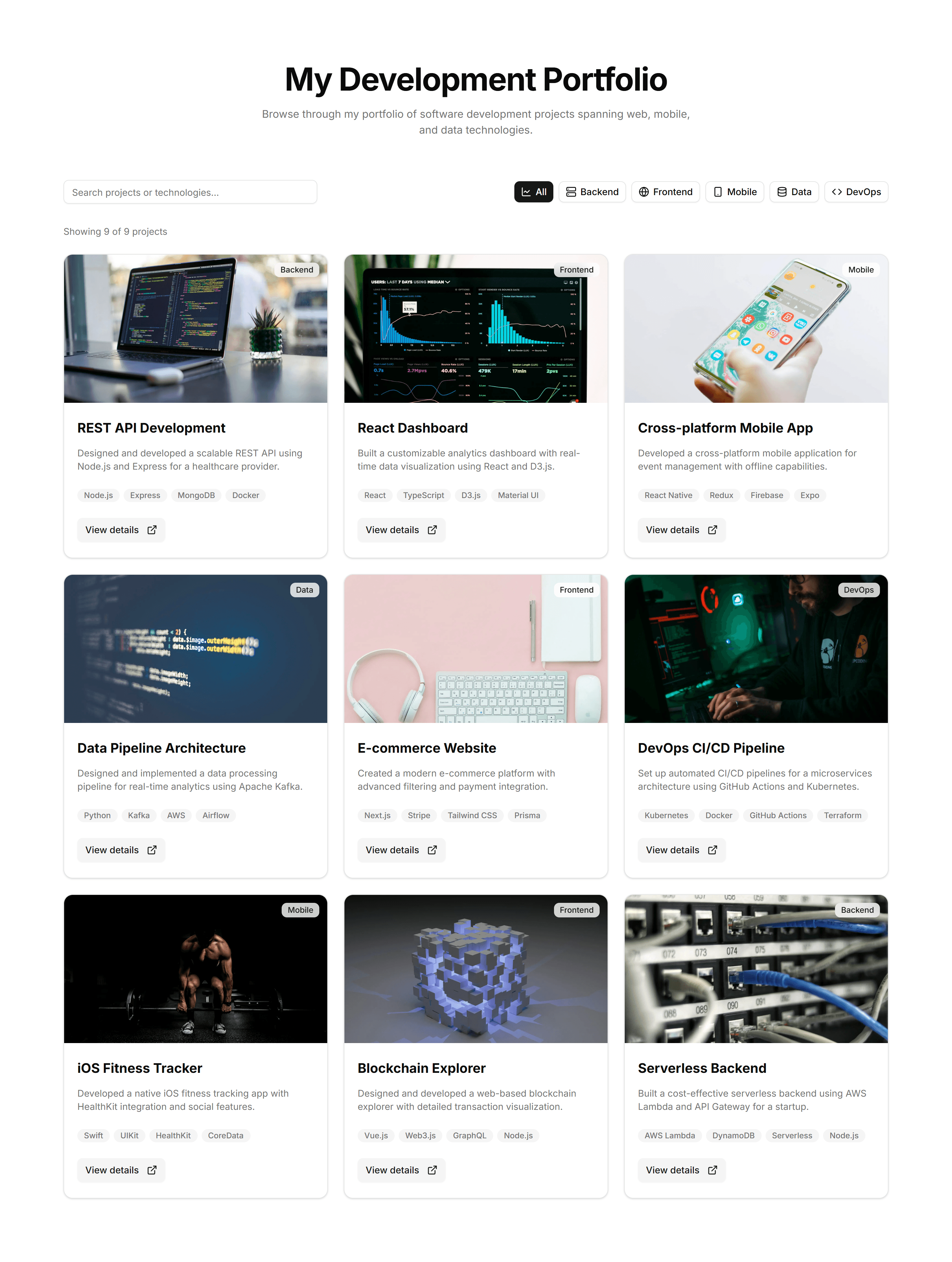 Portfolio Project Display: Filterable Grid