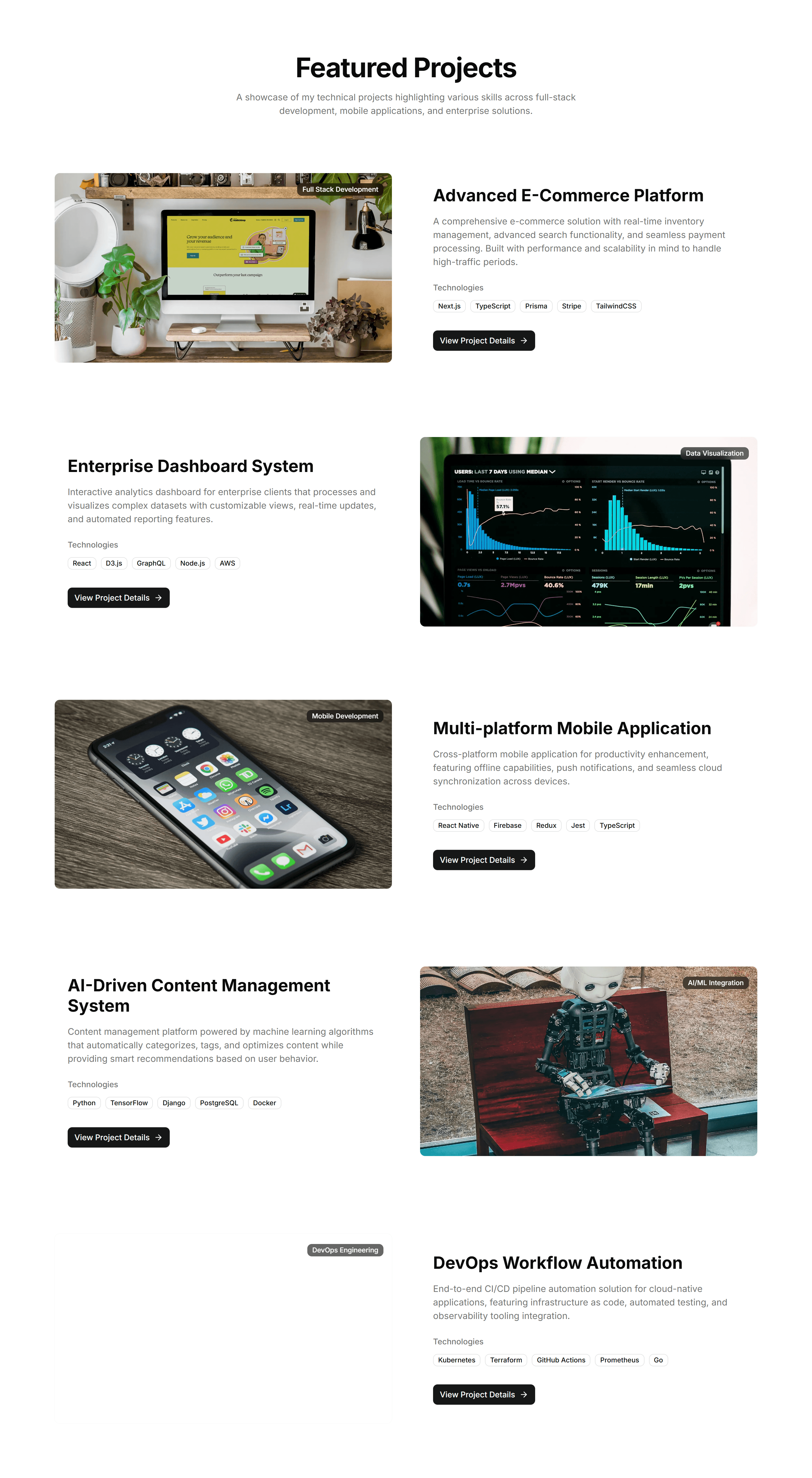 Portfolio Project Display: Zigzag Layout