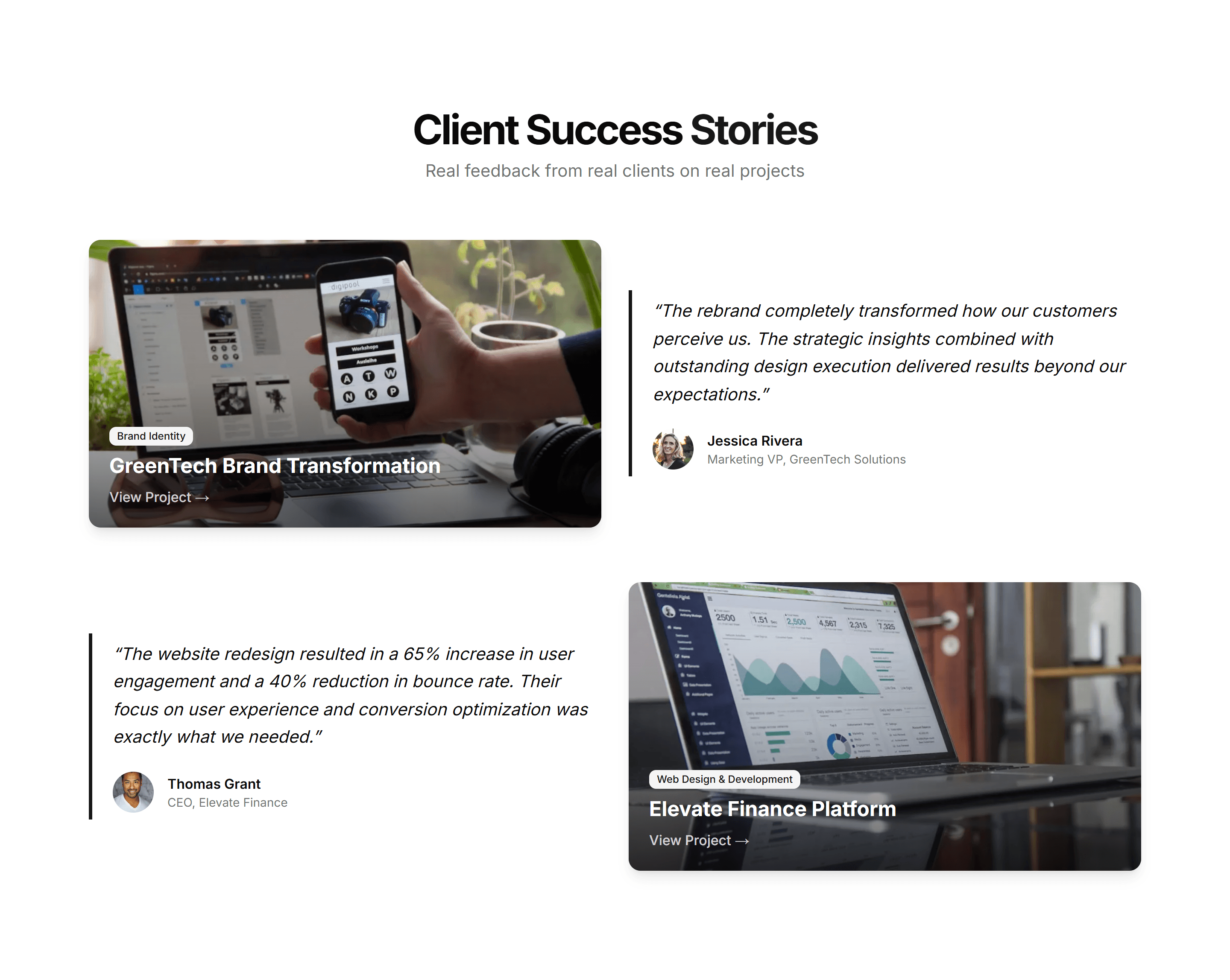 Portfolio Quote And Feedback: Quote With Project Context