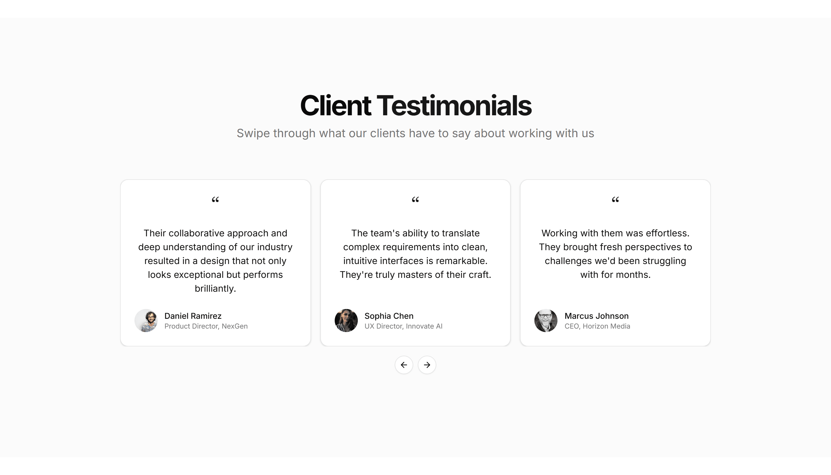 Portfolio Quote And Feedback: Scrollable Quote Carousel