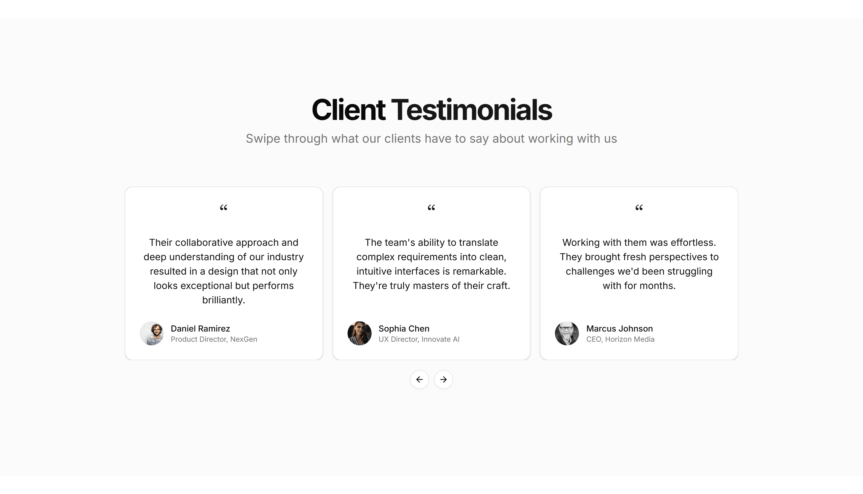 Portfolio Quote And Feedback: Scrollable Quote Carousel