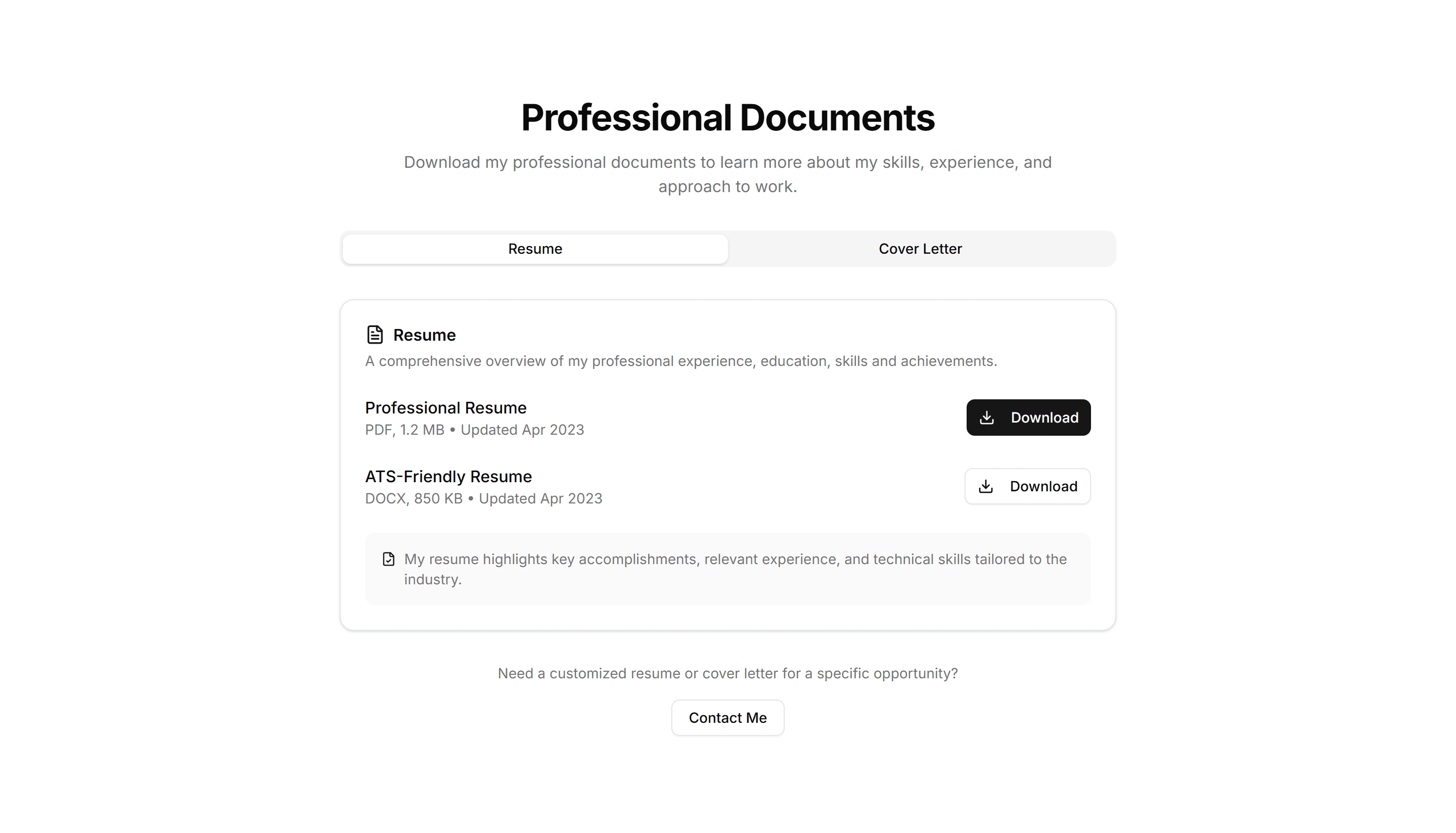 Portfolio Resume And Download: Resume Cover Letter Combo