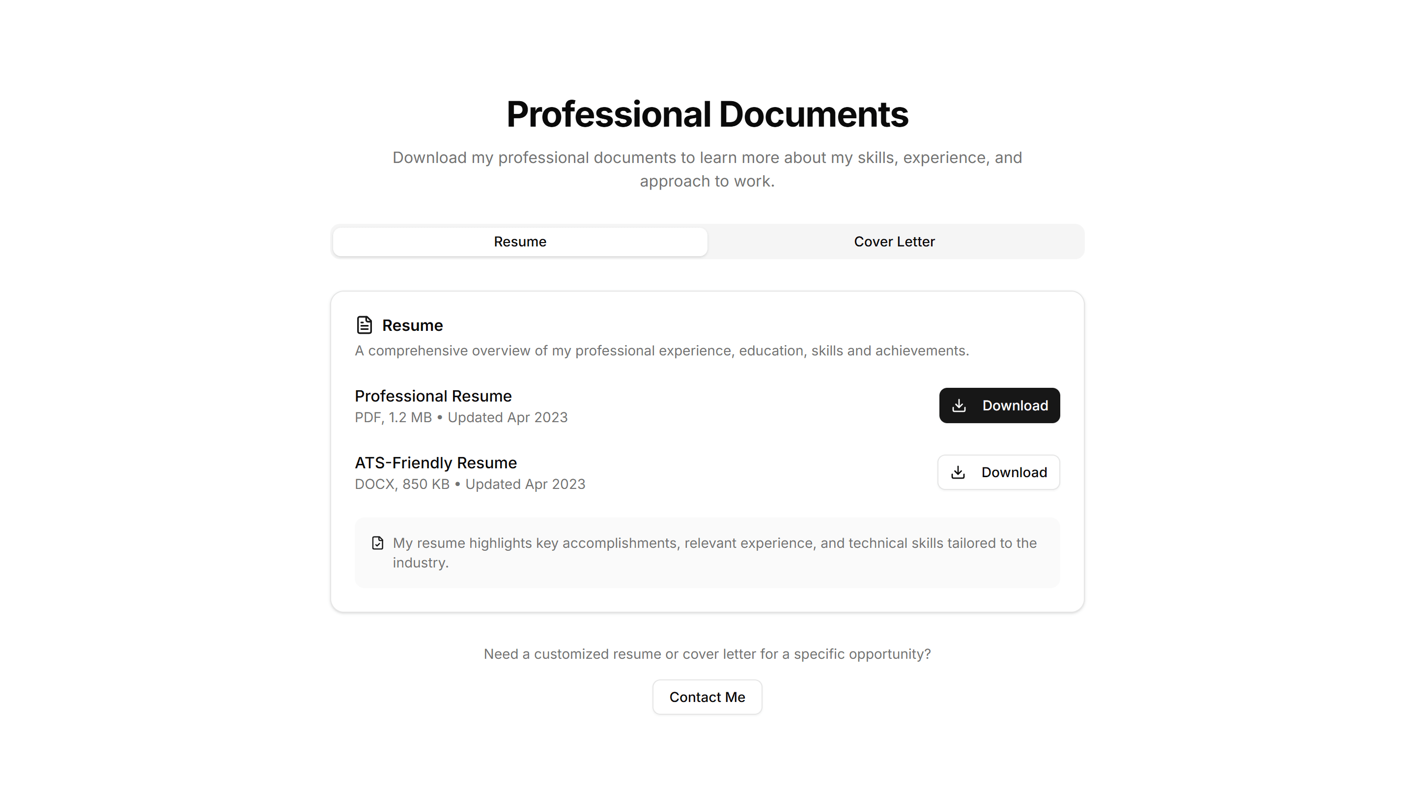 Portfolio Resume And Download: Resume Cover Letter Combo
