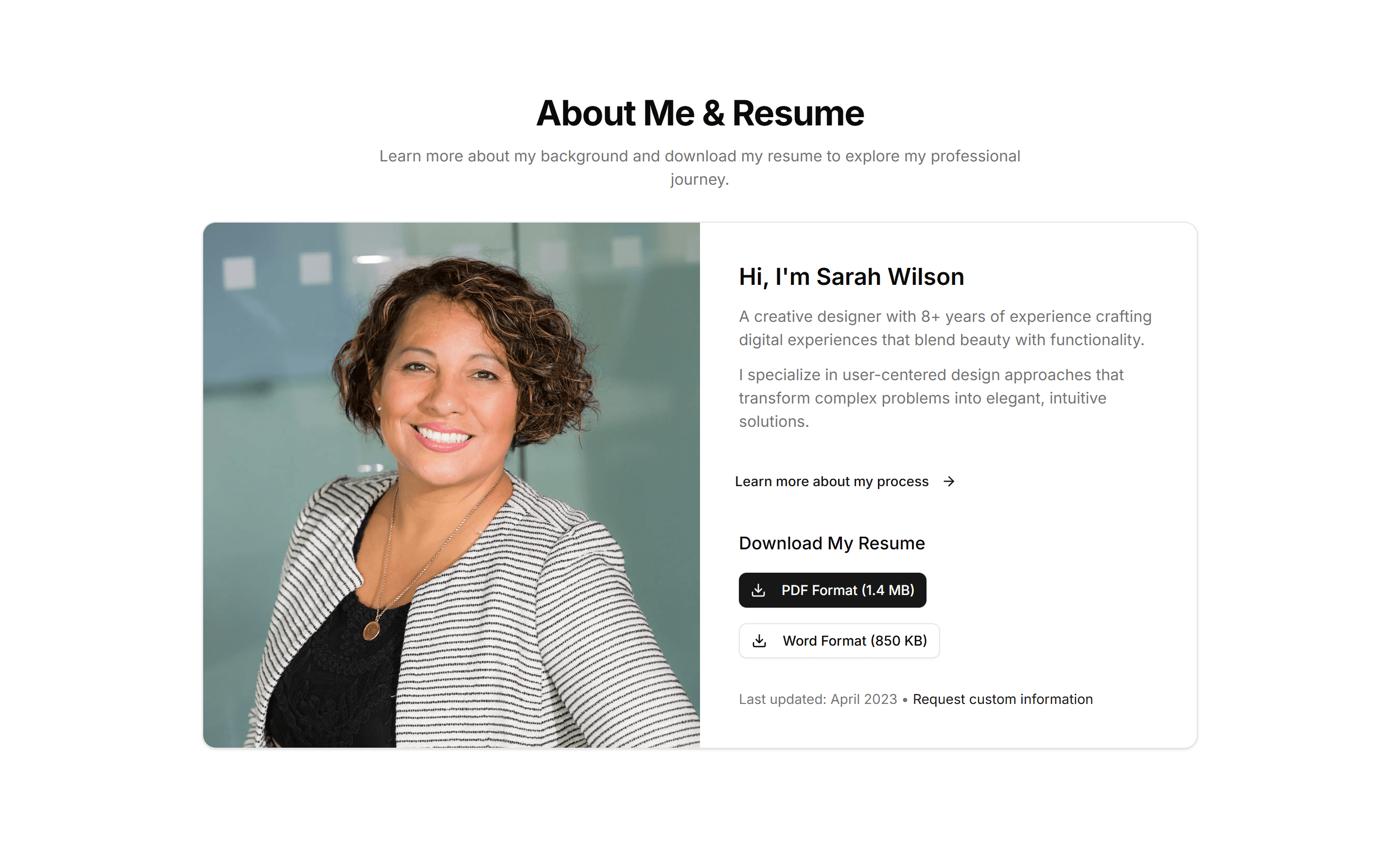 Portfolio Resume And Download: Split Layout