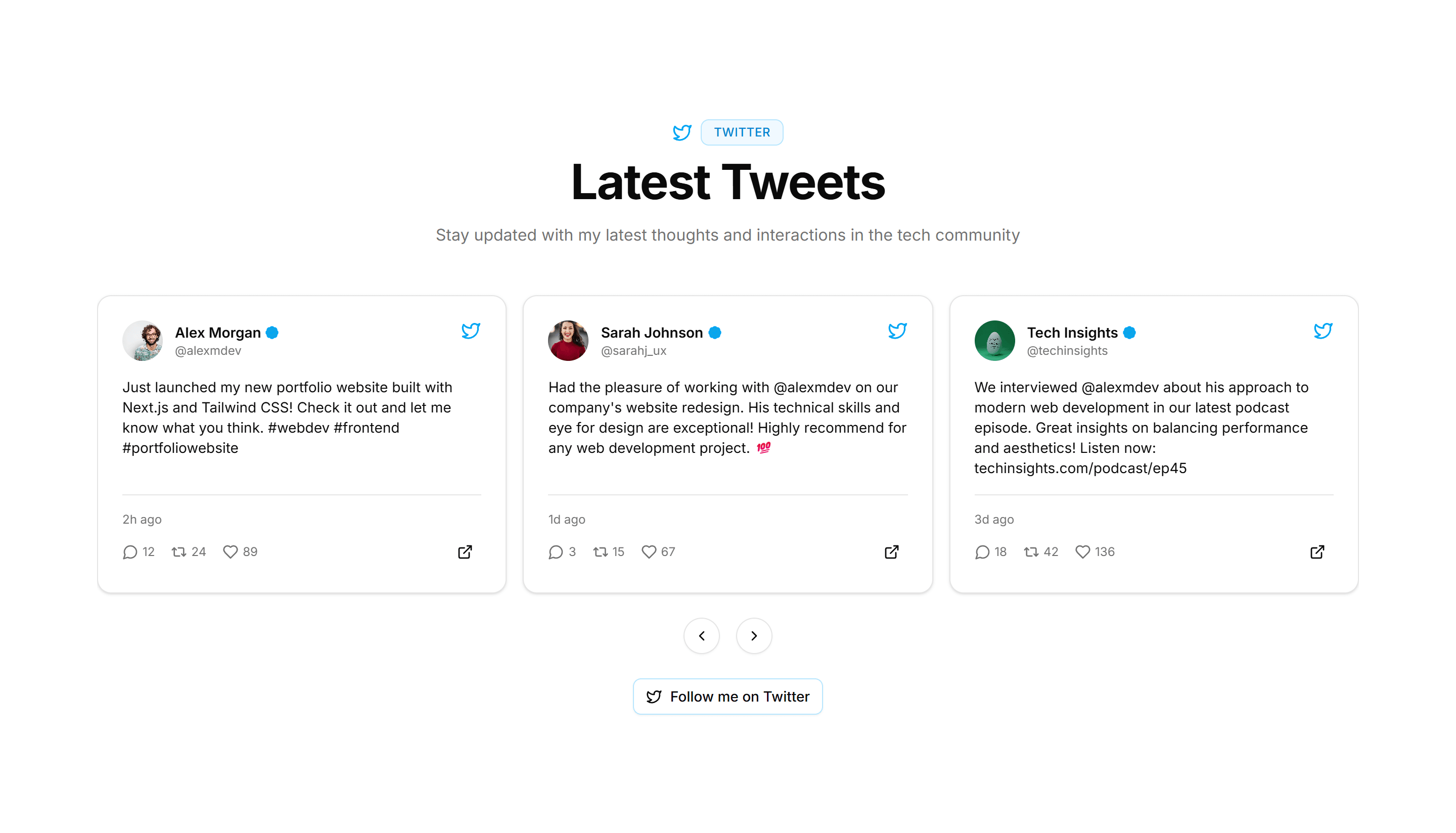 Portfolio Social Media Embed: Tweet Carousel