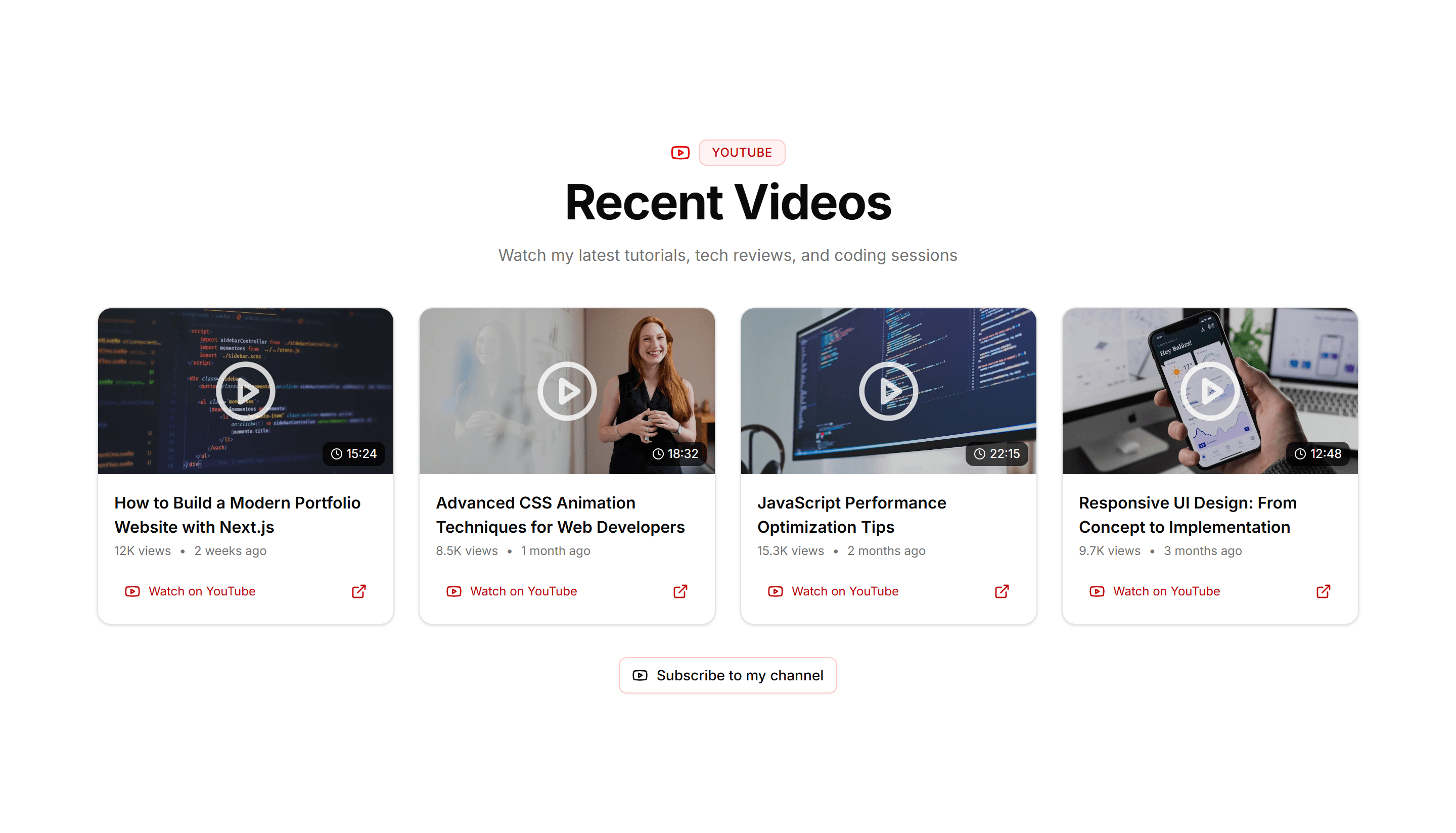 Portfolio Social Media Embed: YouTube Video Strip