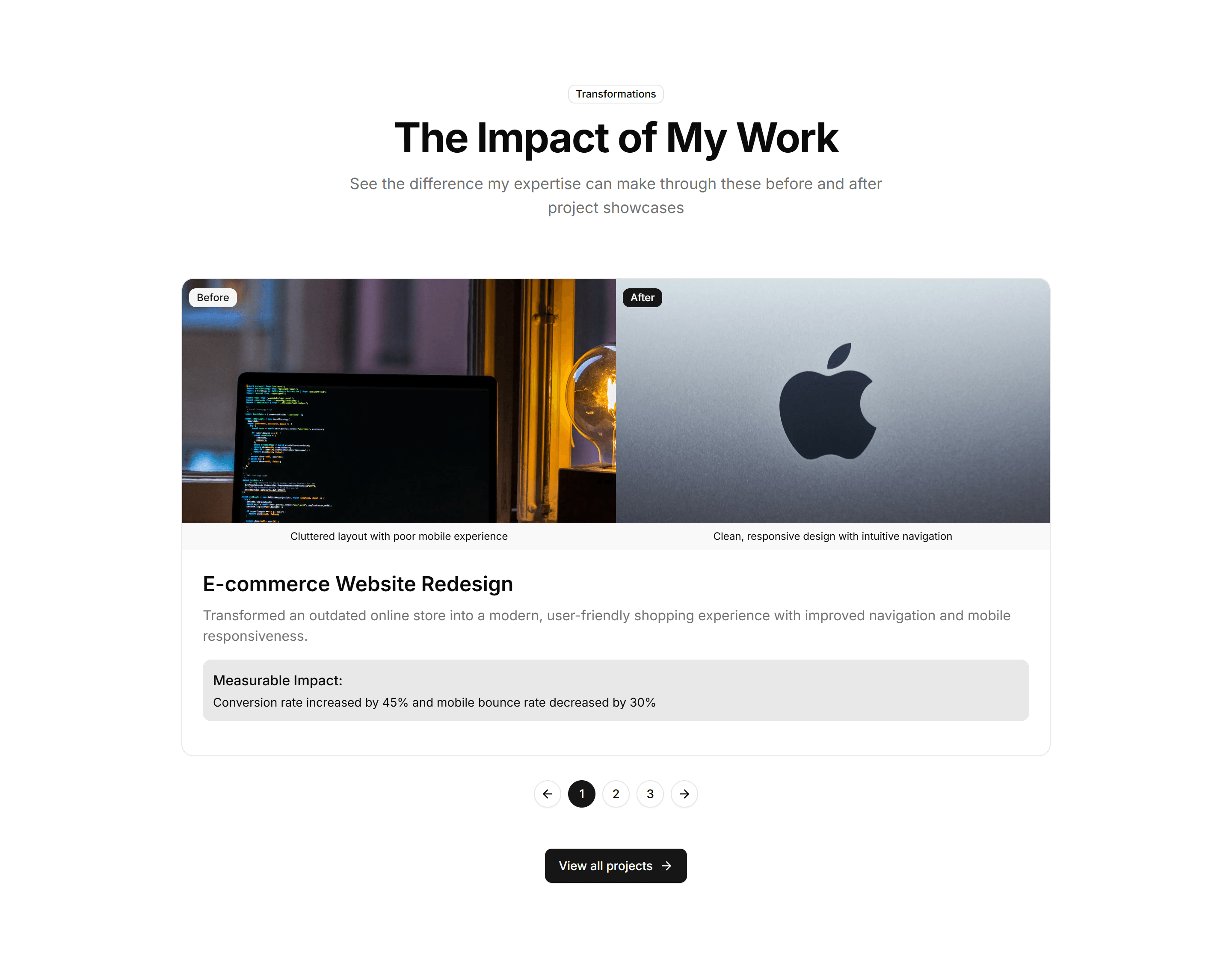 Portfolio Why Work With Me: Before After Comparison