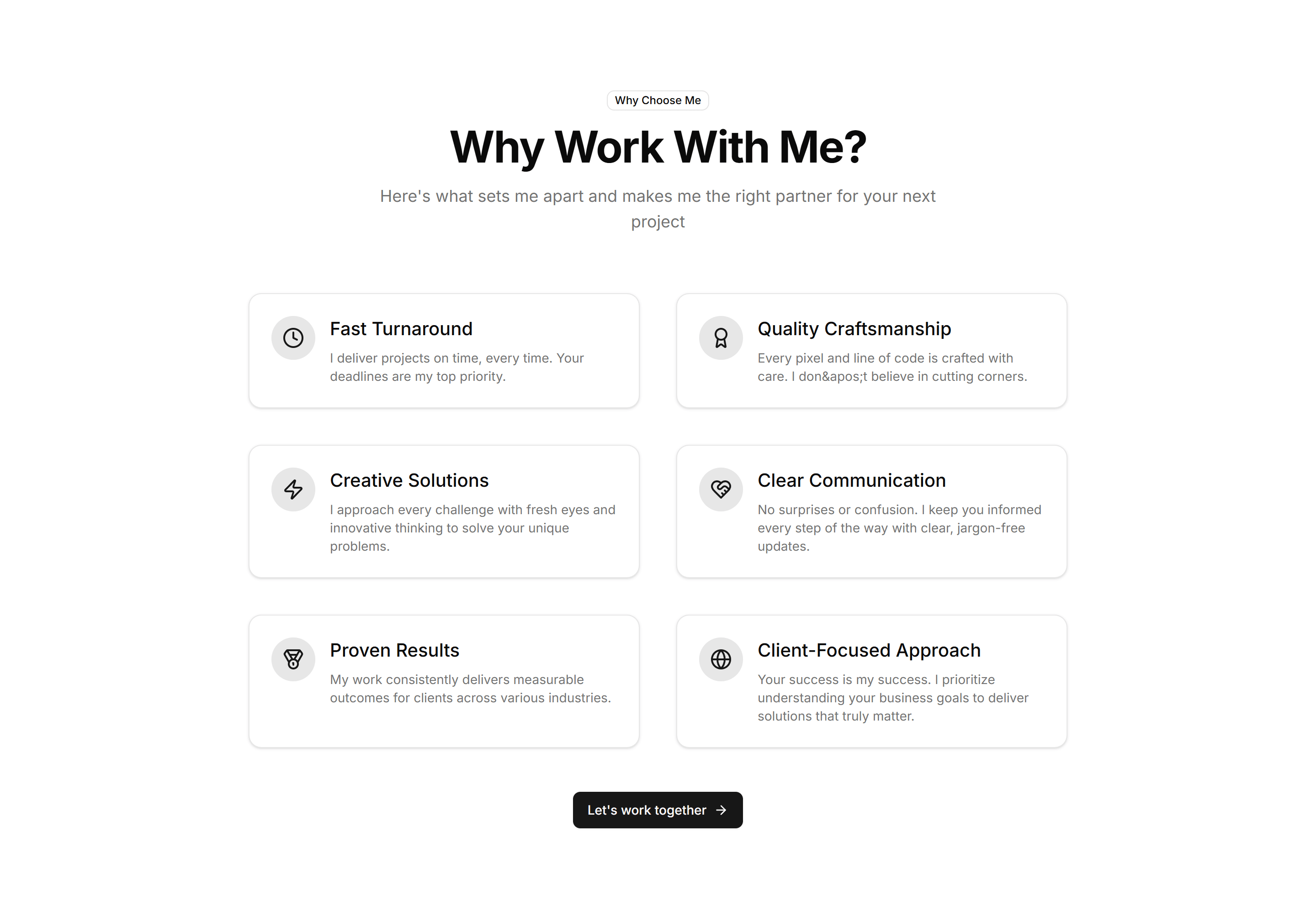 Portfolio Why Work With Me: Bulleted Value Proposition