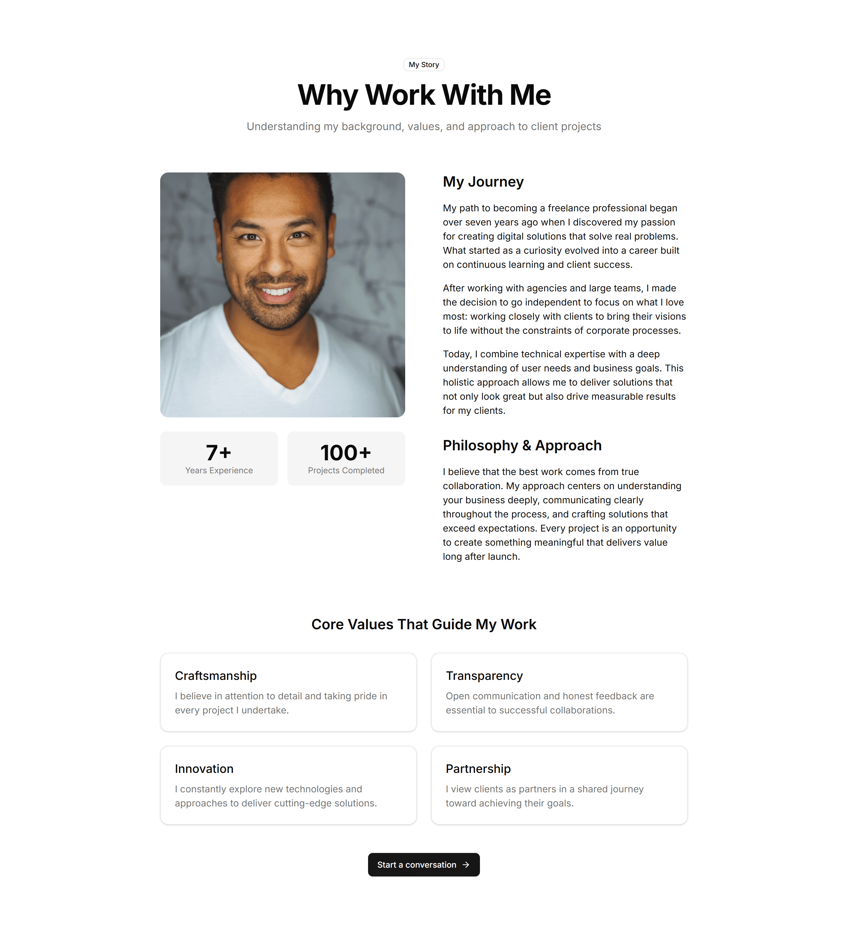 Portfolio Why Work With Me: Storytelling Approach