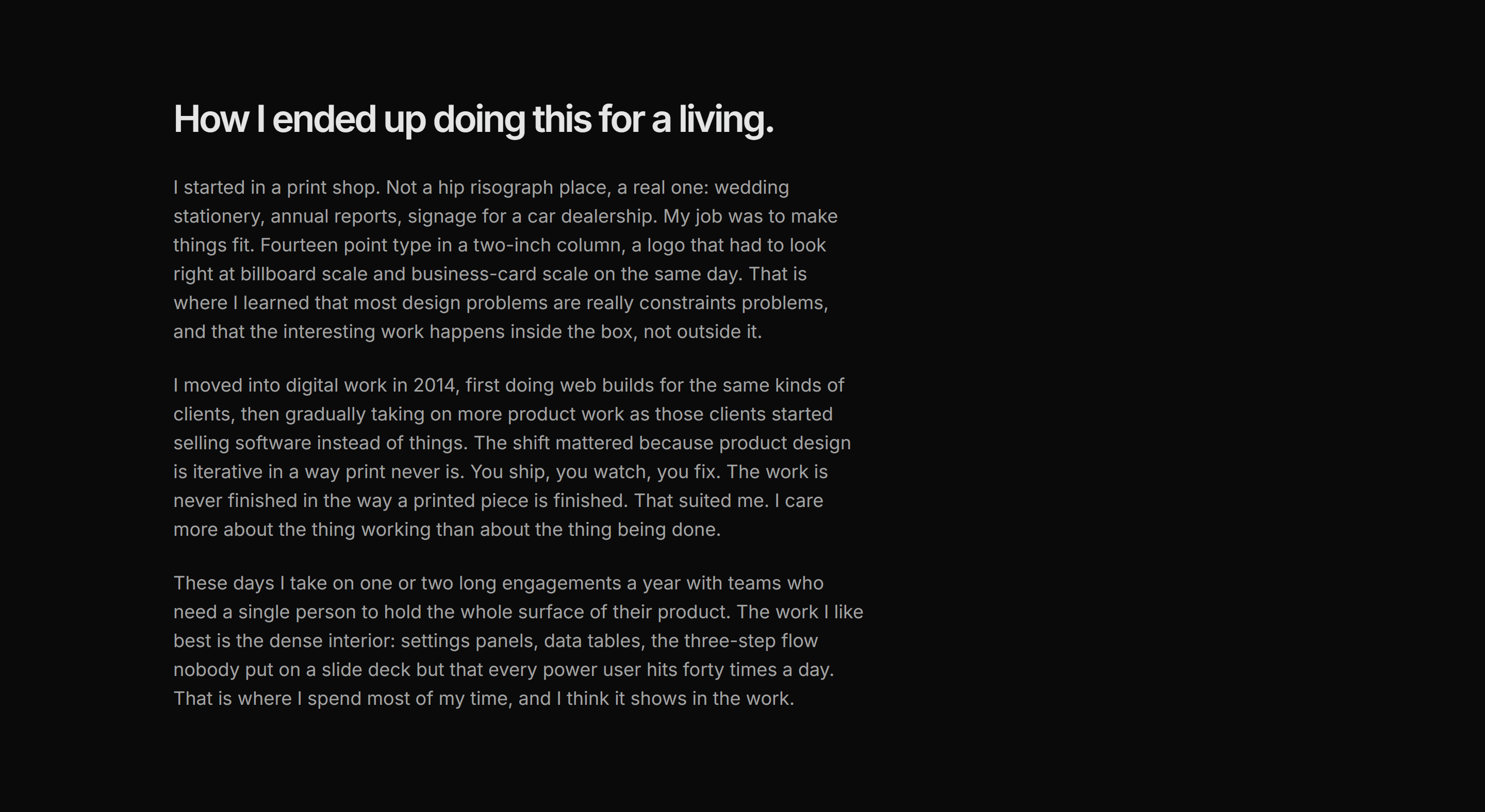 Portfolio About: About Long Form