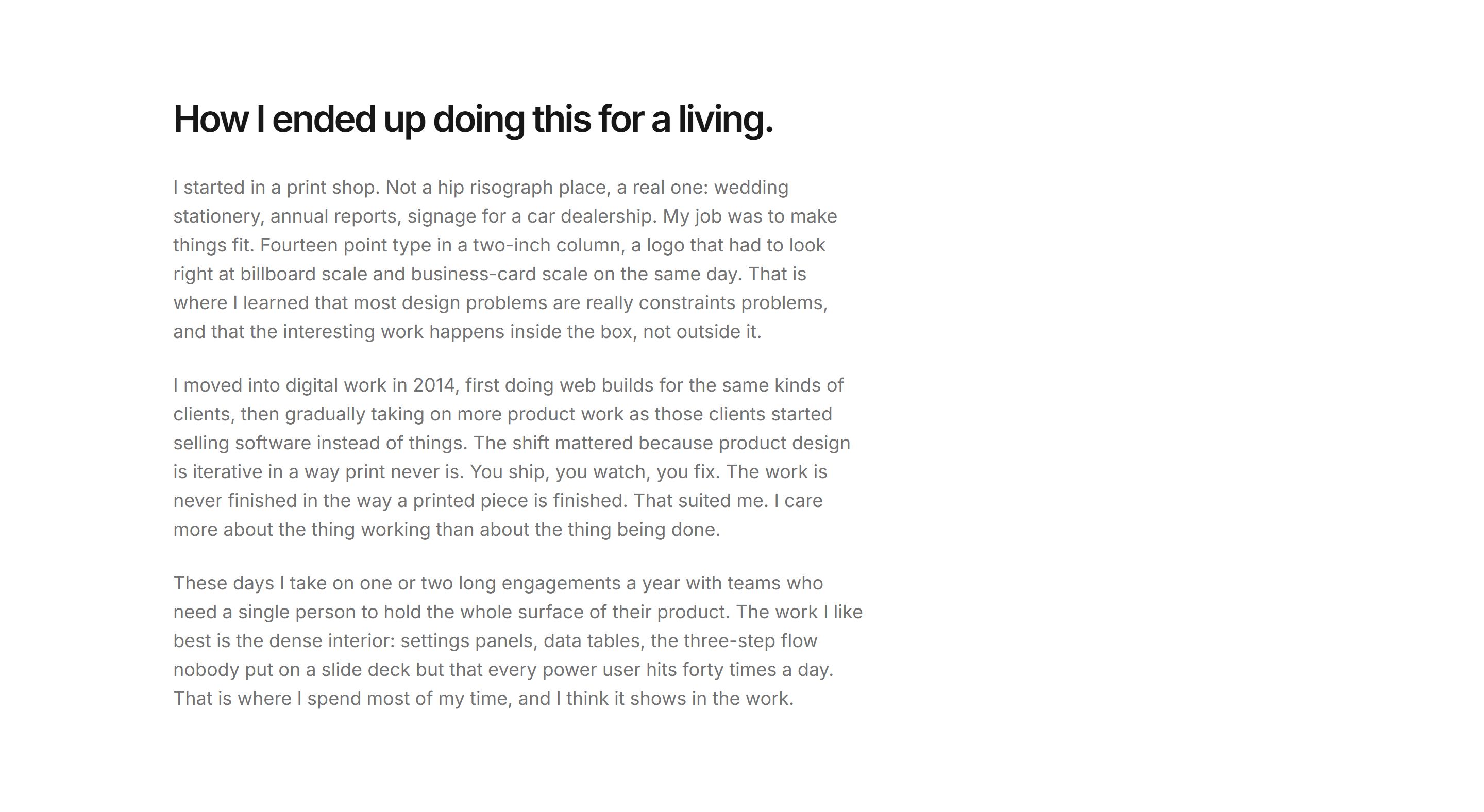 Portfolio About: About Long Form