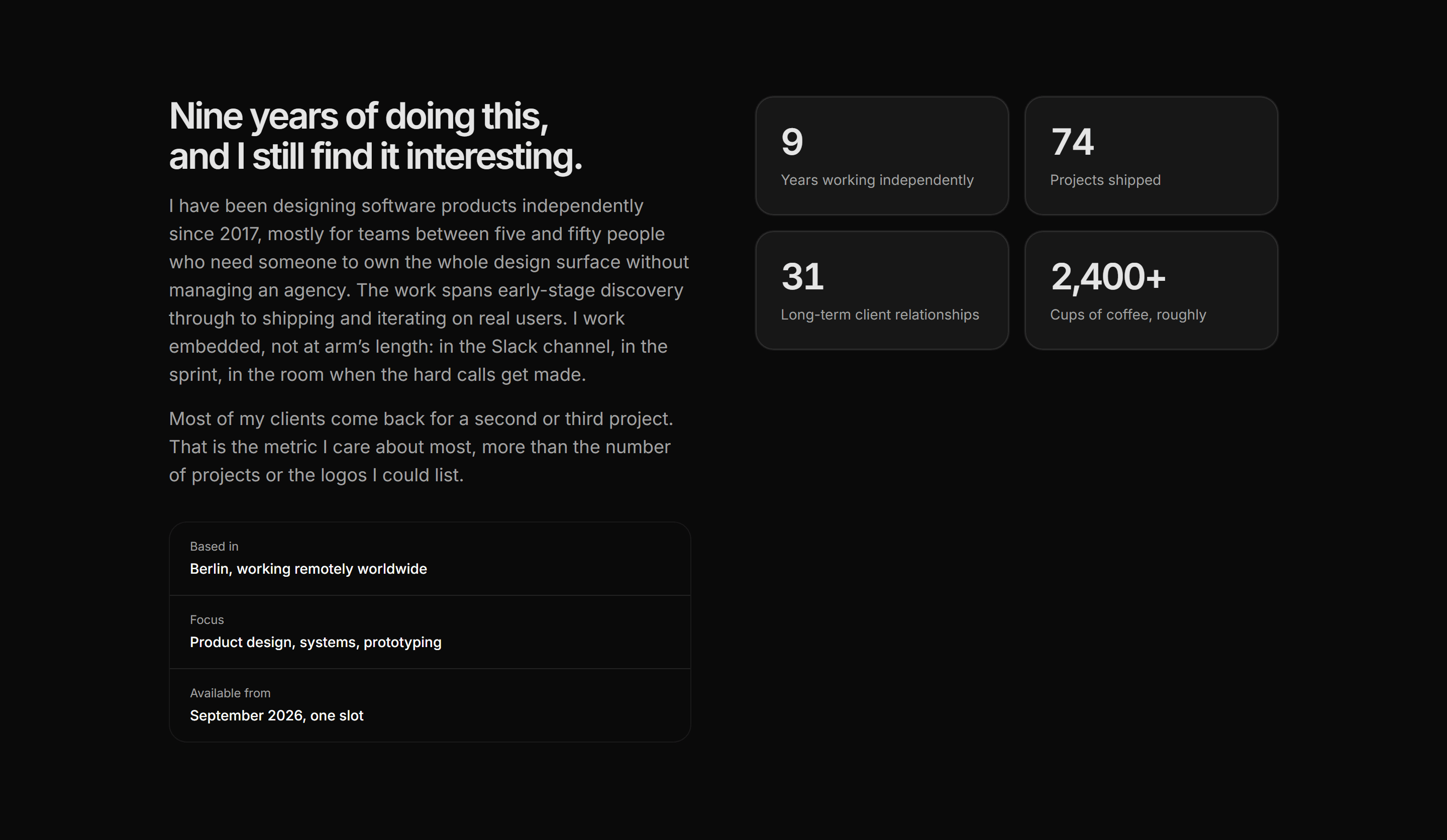 Portfolio About: About With Stats