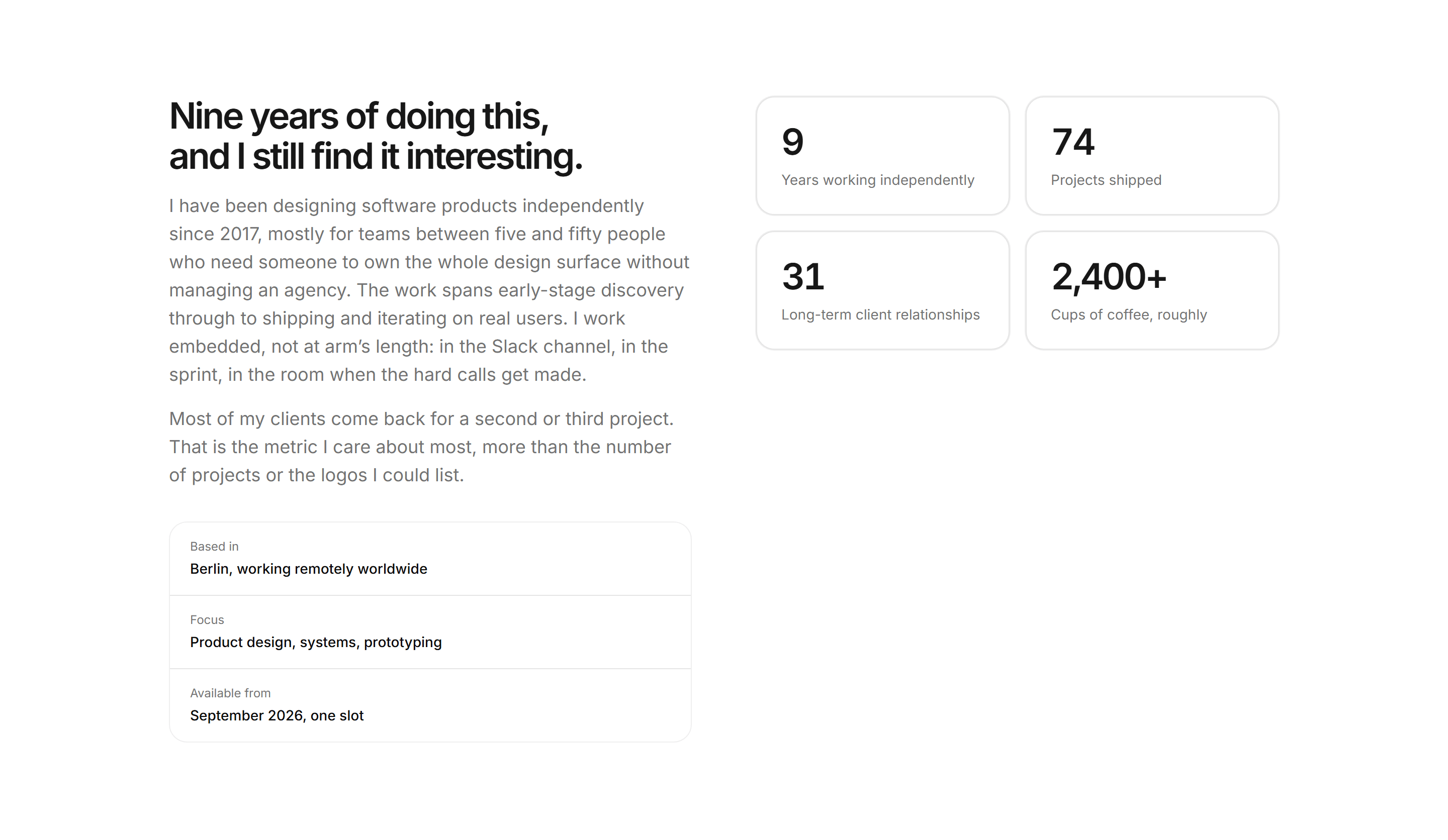 Portfolio About: About With Stats