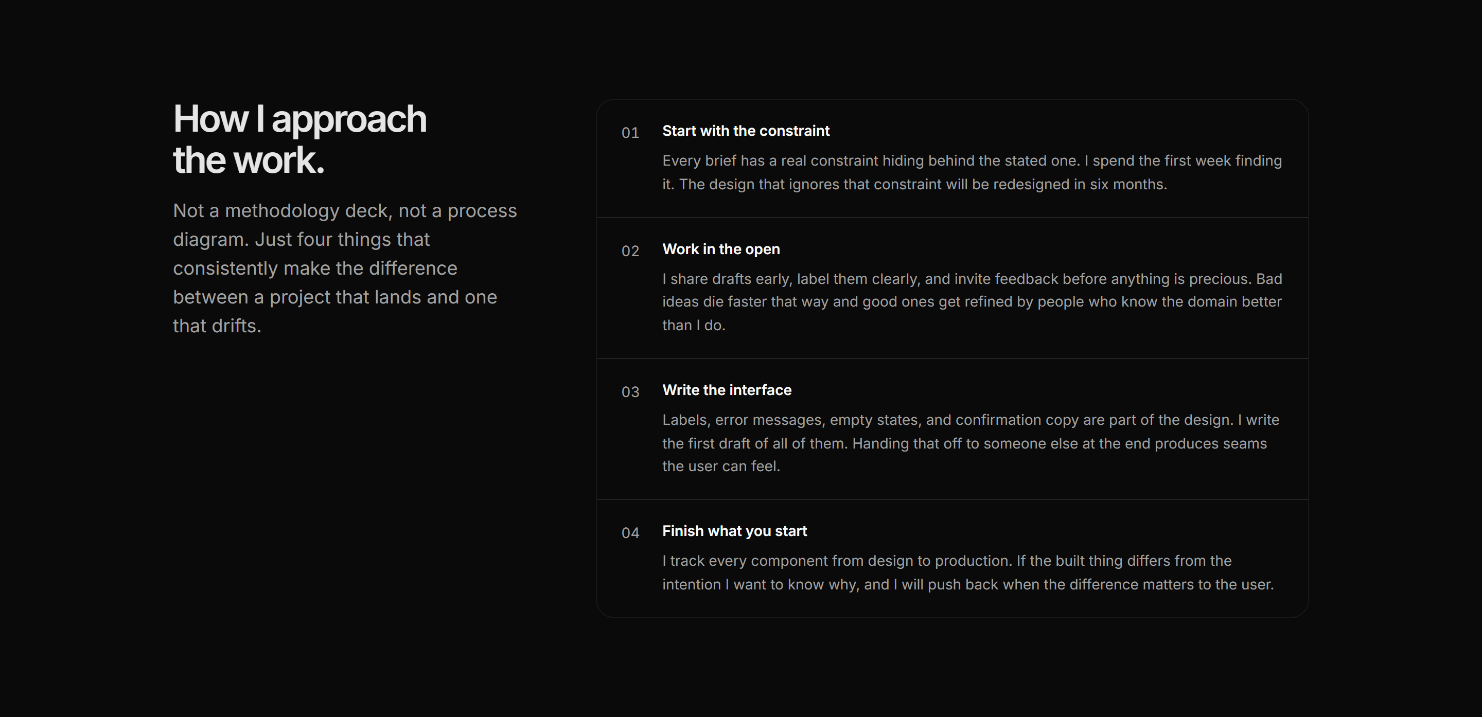 Portfolio About: Approach About