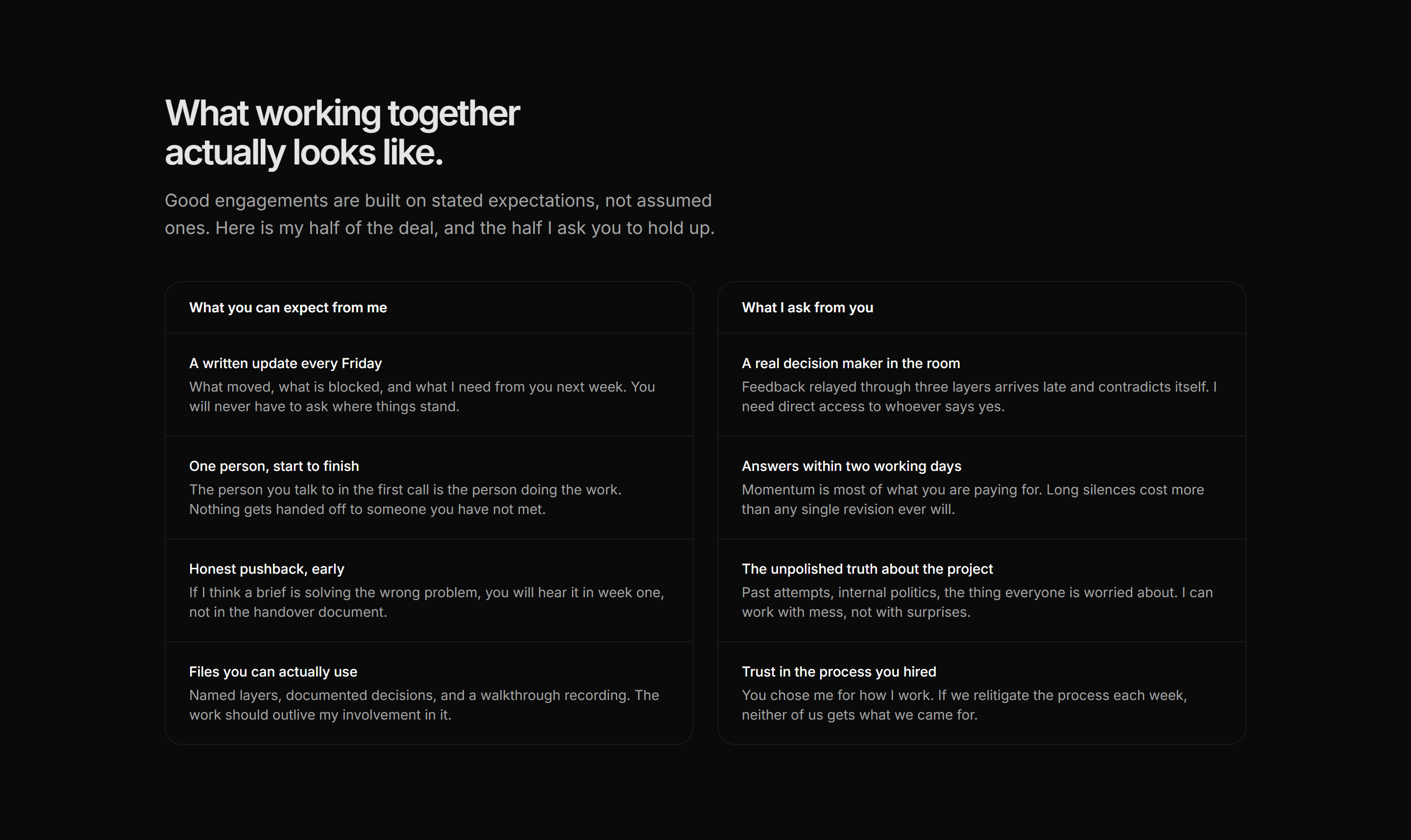 Portfolio About: Expectations About