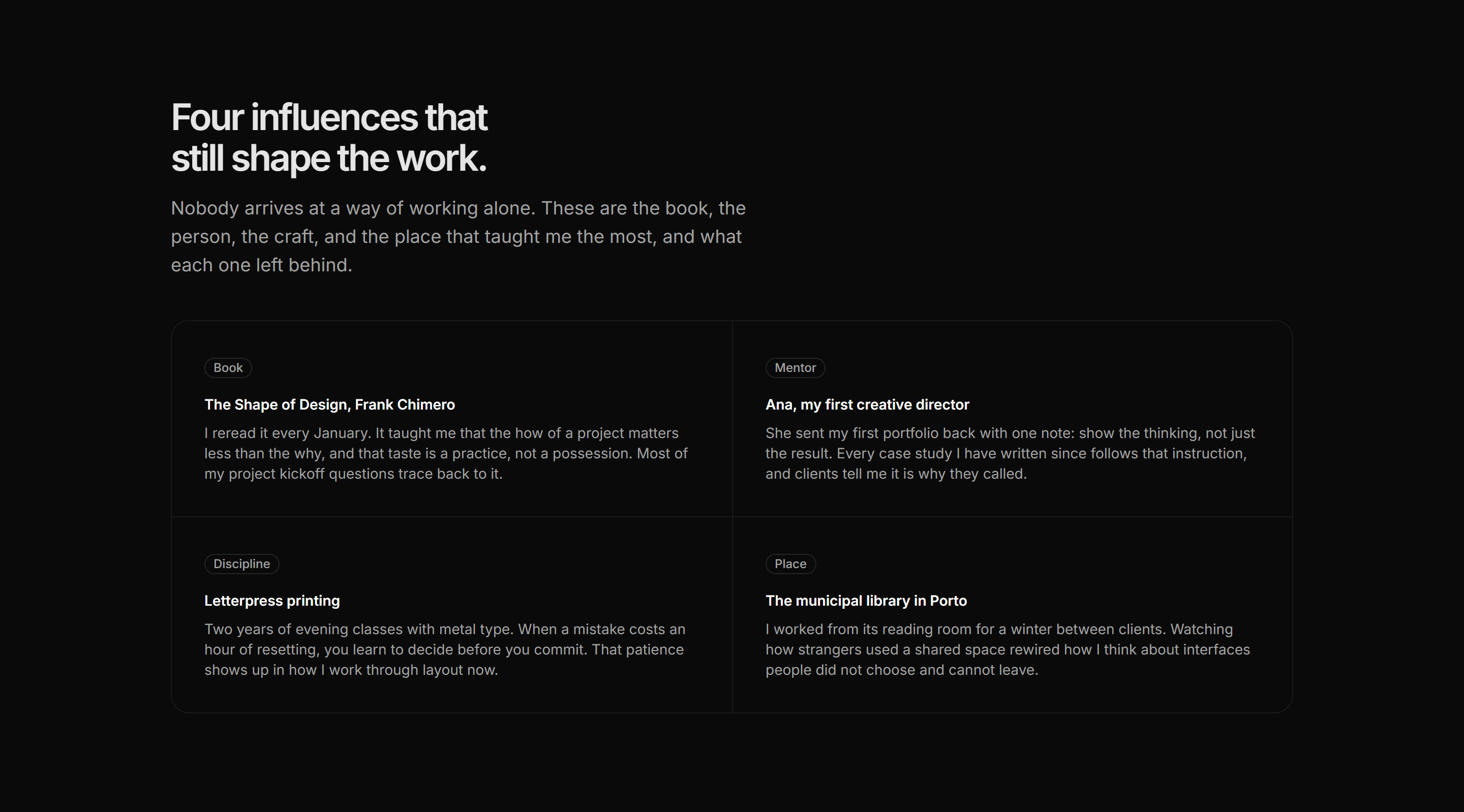 Portfolio About: Influences About