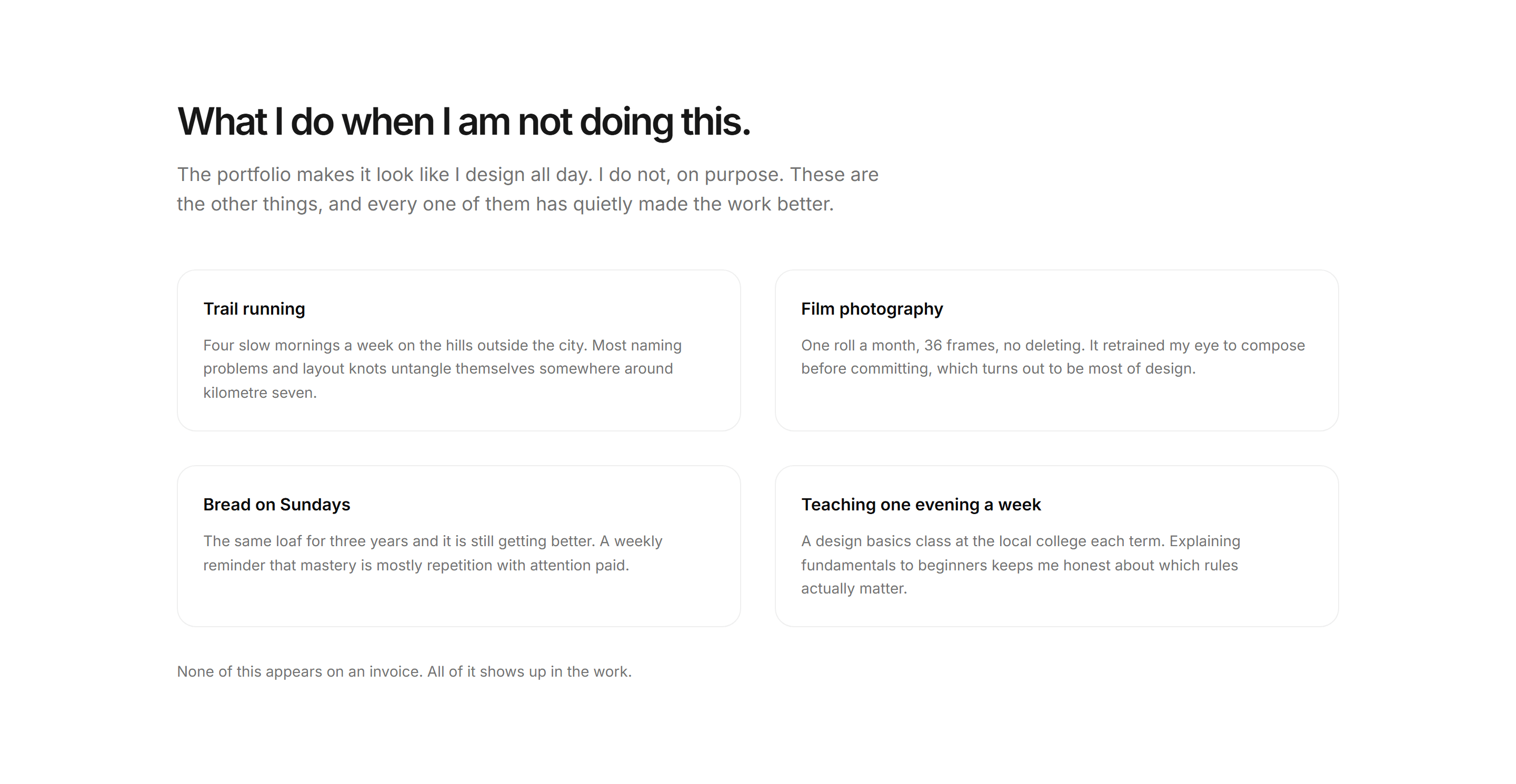 Portfolio About: Off Hours About