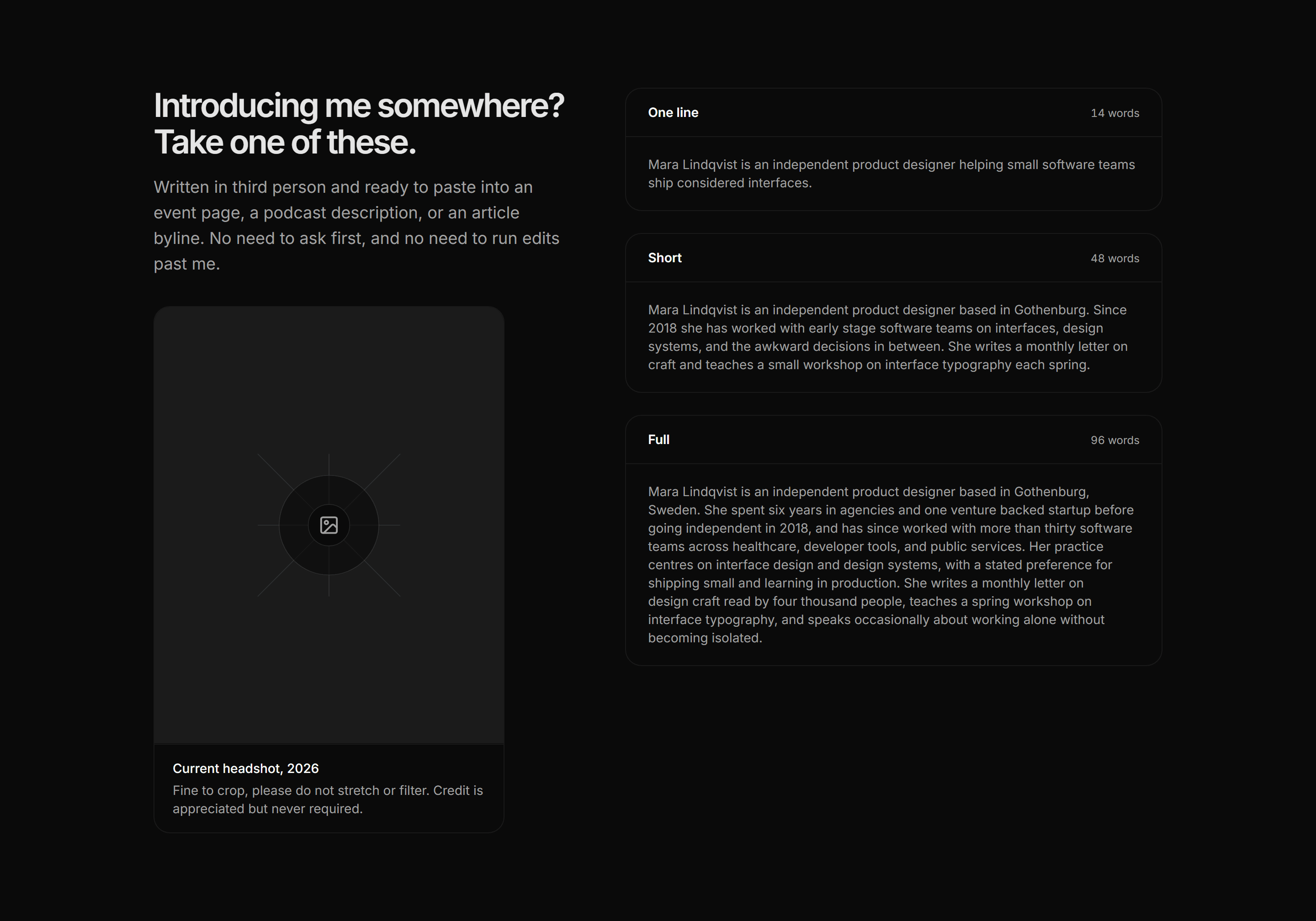 Portfolio About: Press Bio About