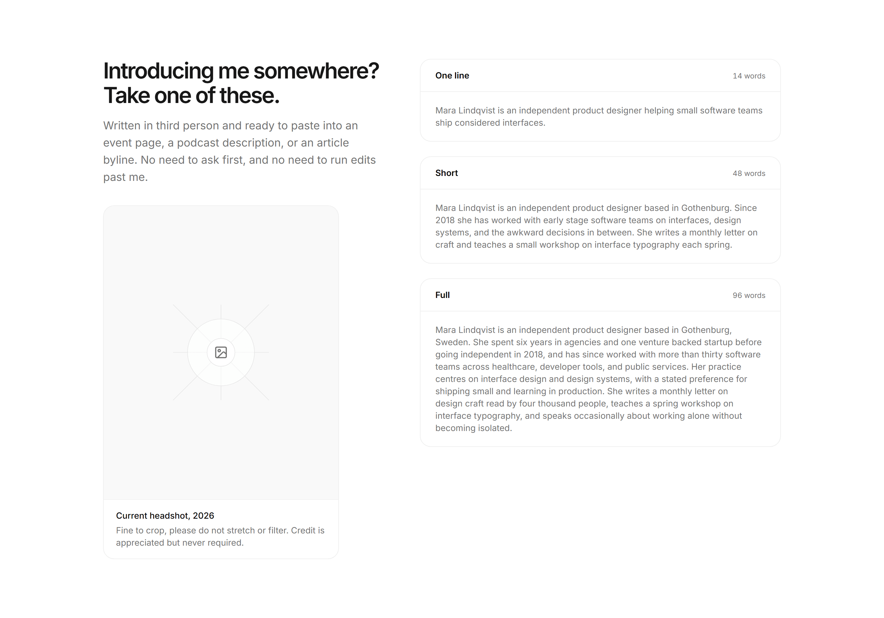 Portfolio About: Press Bio About