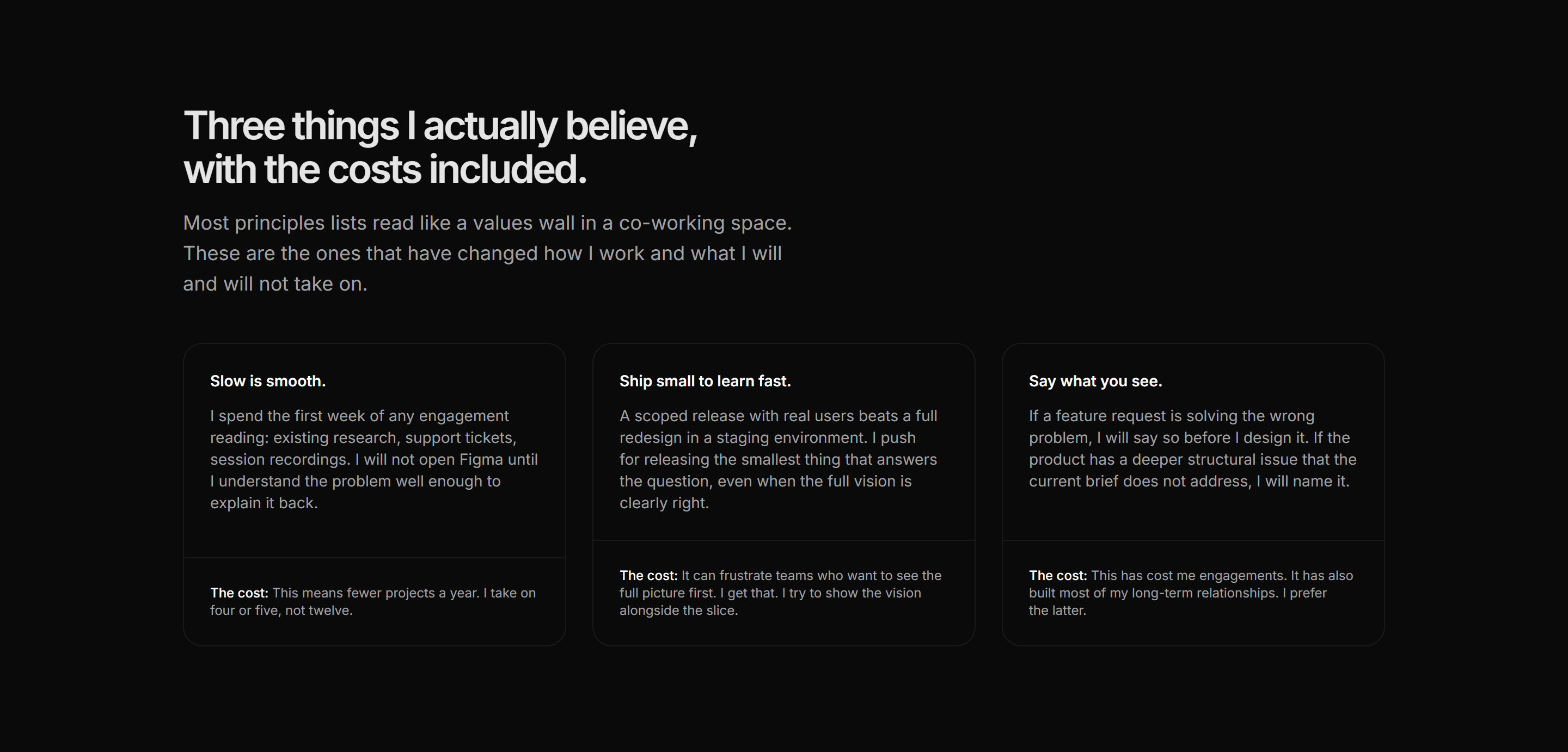 Portfolio About: Principles About