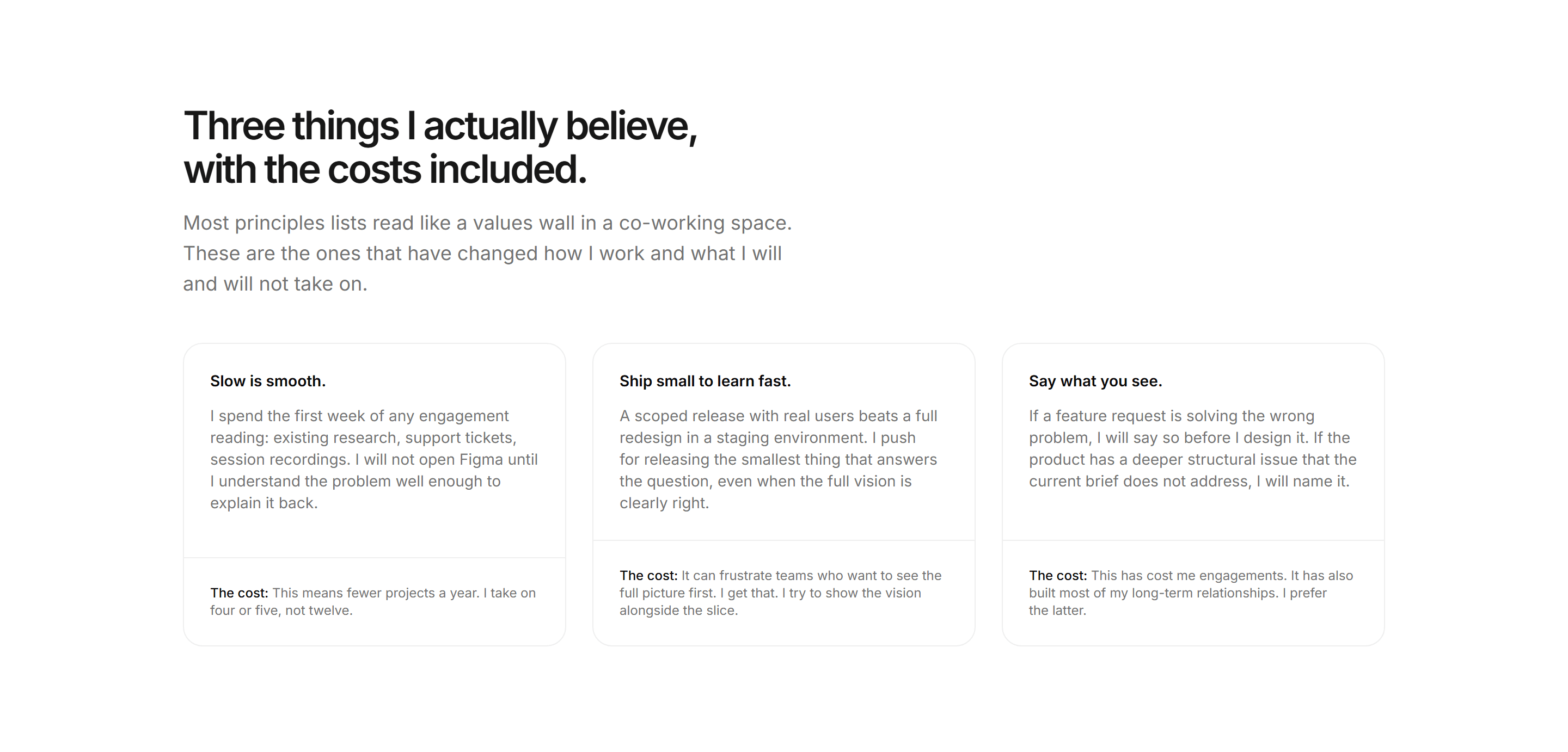 Portfolio About: Principles About