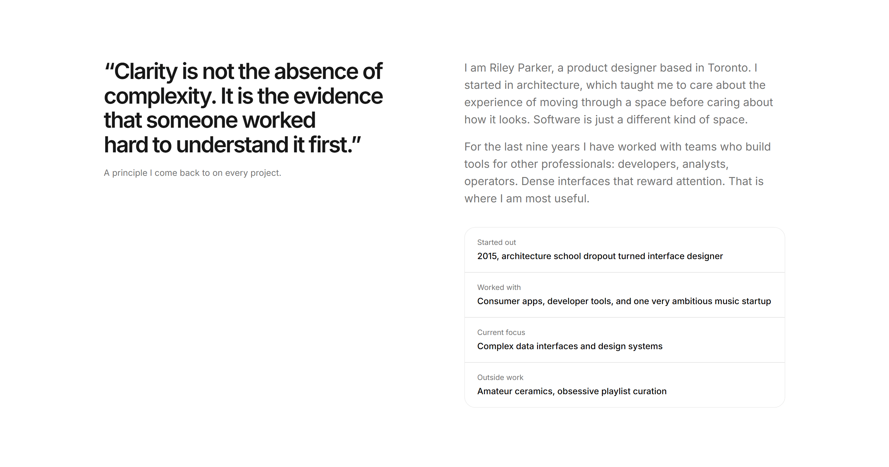 Portfolio About: Quote And Bio