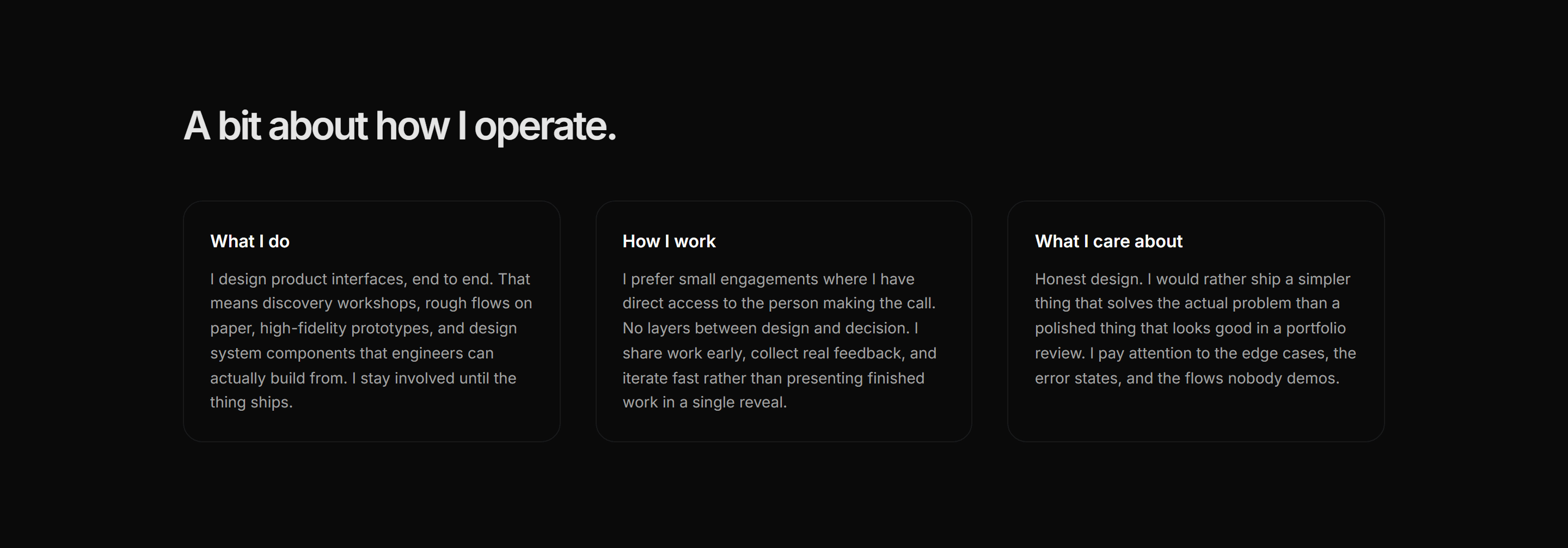 Portfolio About: Three Things About