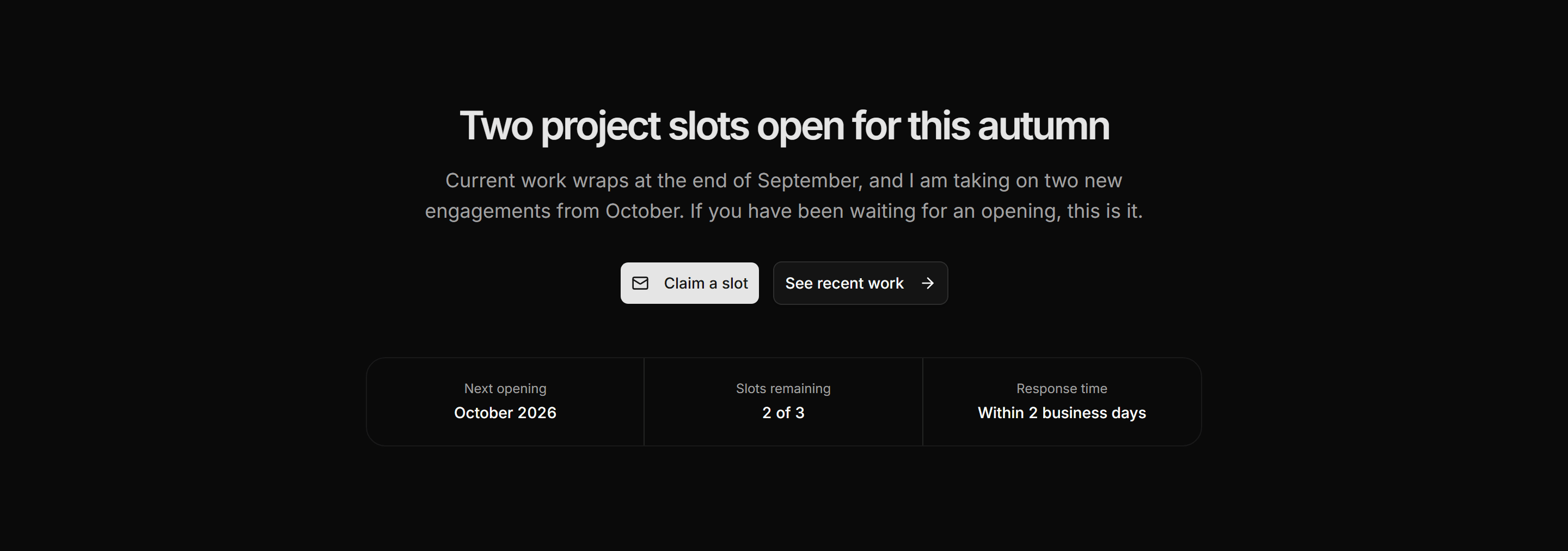 Portfolio Availability and Hire: Availability Statement
