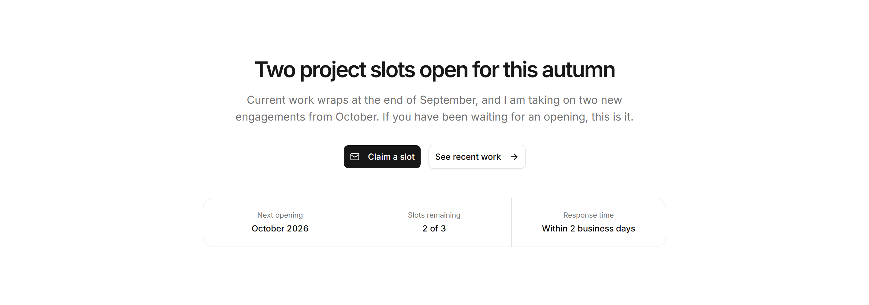 Portfolio Availability and Hire: Availability Statement