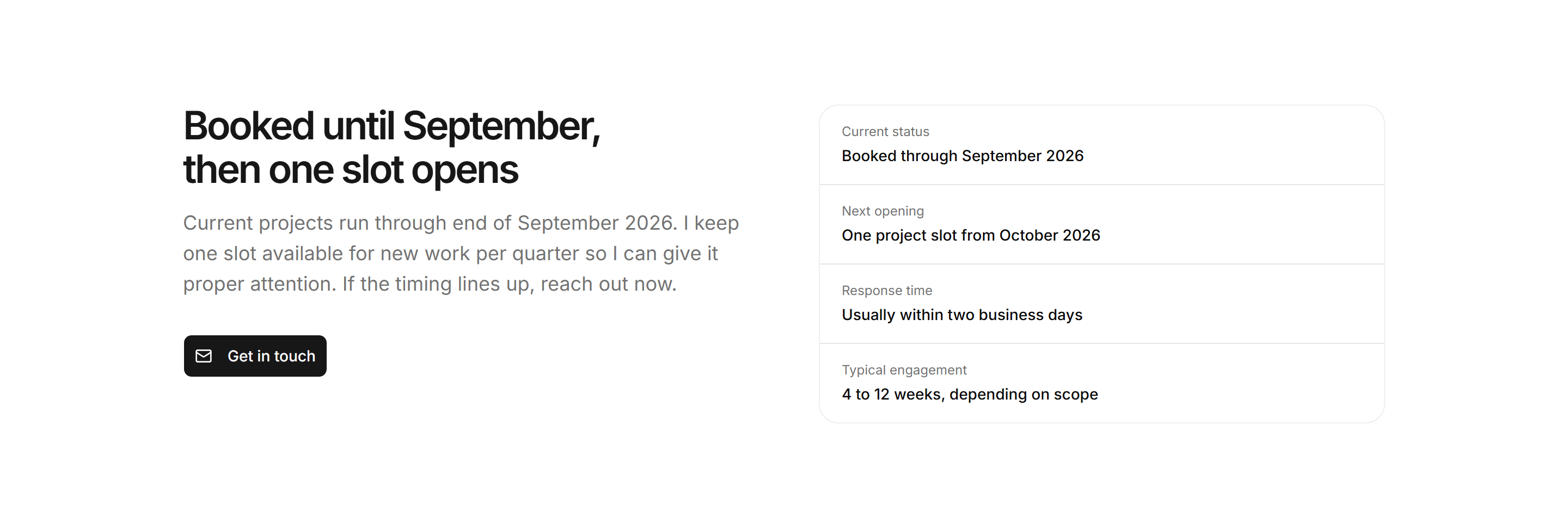 Portfolio Availability and Hire: Booking Status