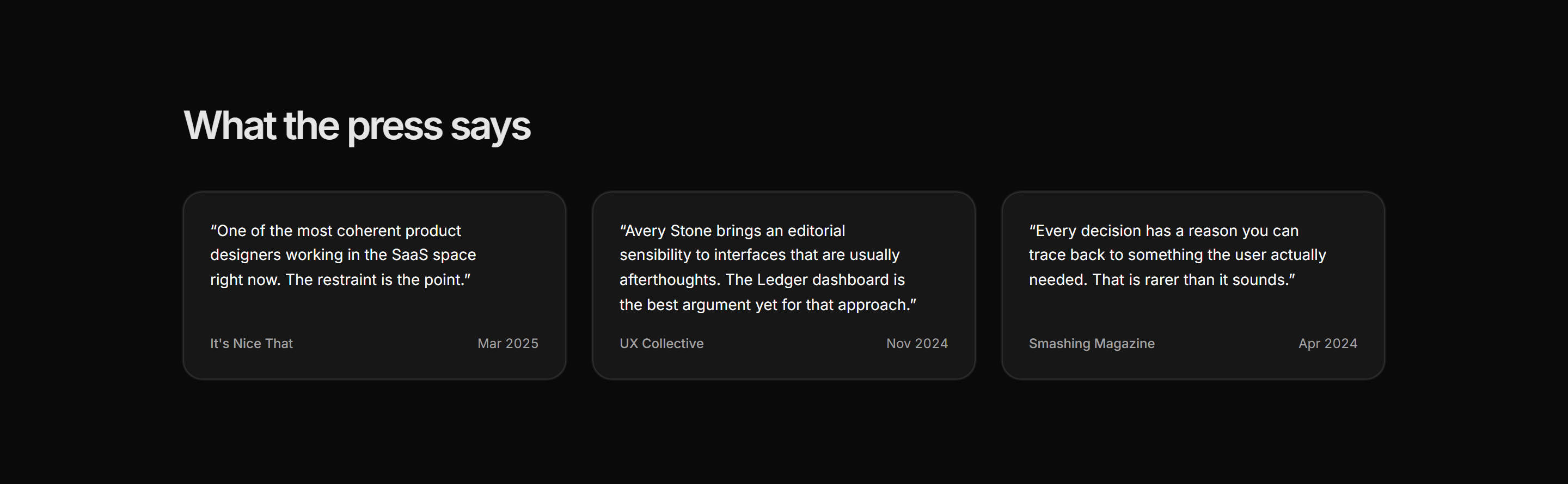 Portfolio Awards and Recognition: Feature Quotes