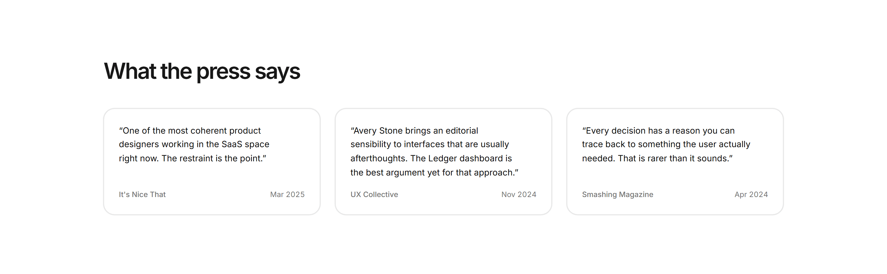 Portfolio Awards and Recognition: Feature Quotes