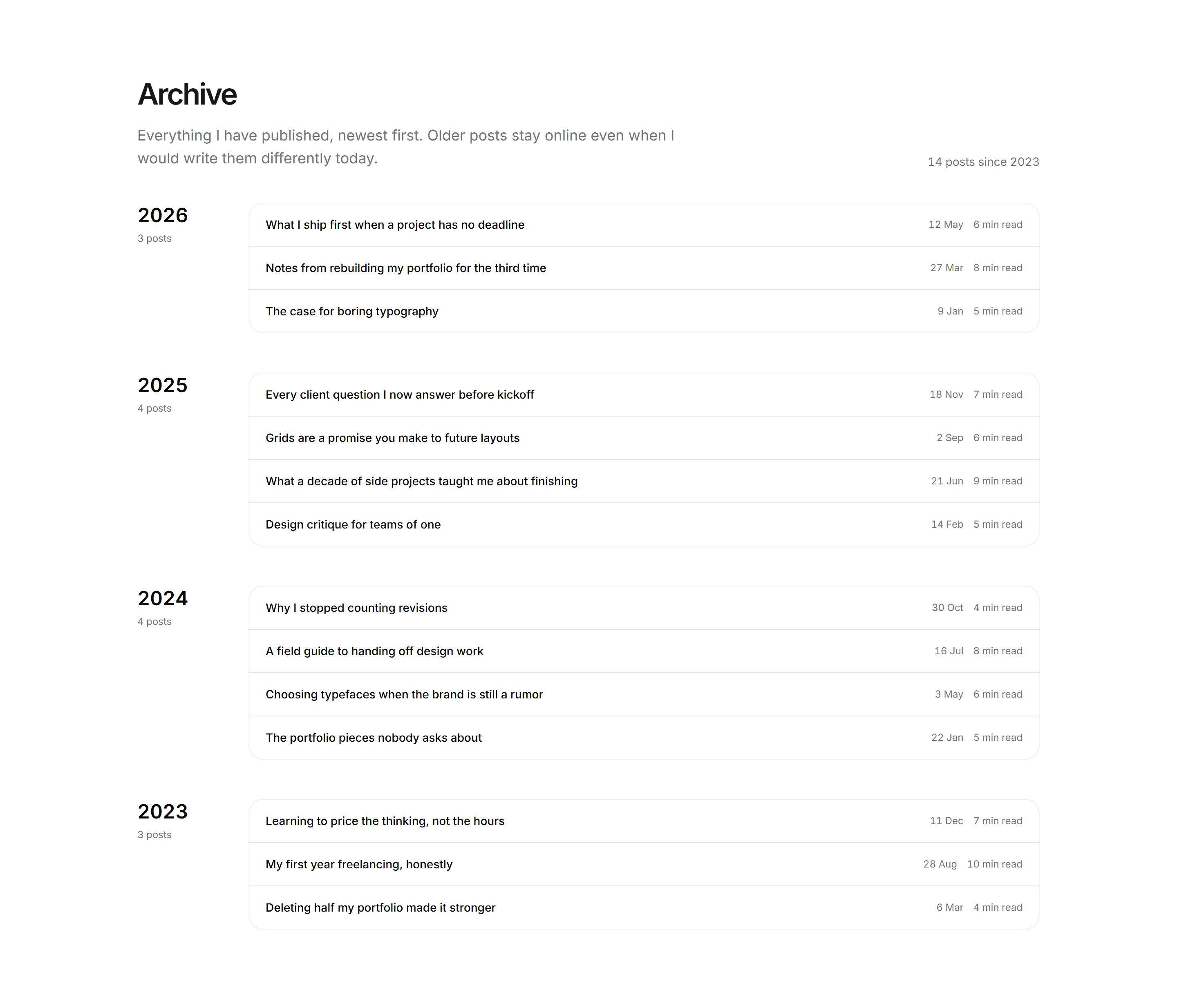 Portfolio Blog and Writing: Archive By Year