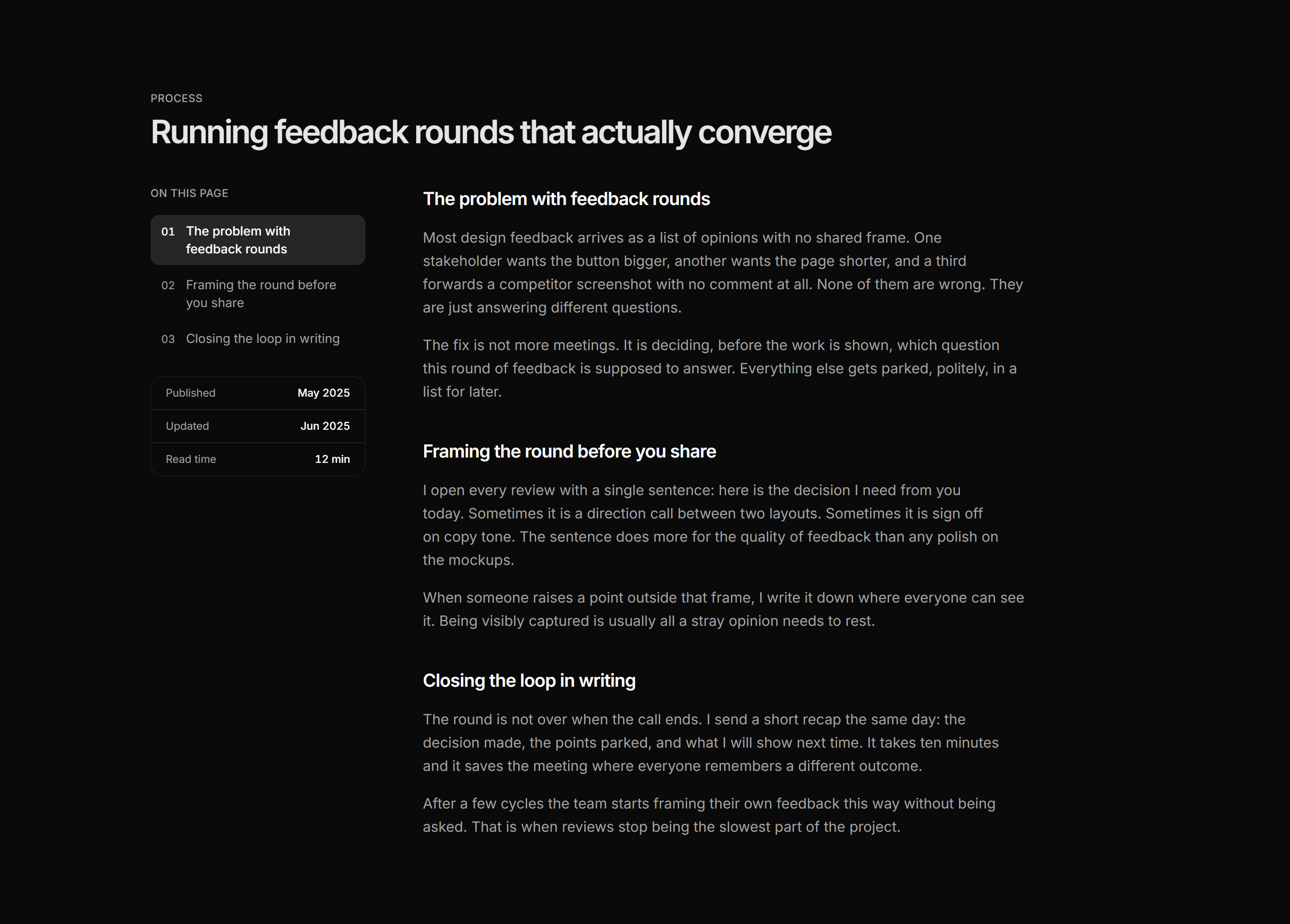 Portfolio Blog and Writing: Article Table of Contents