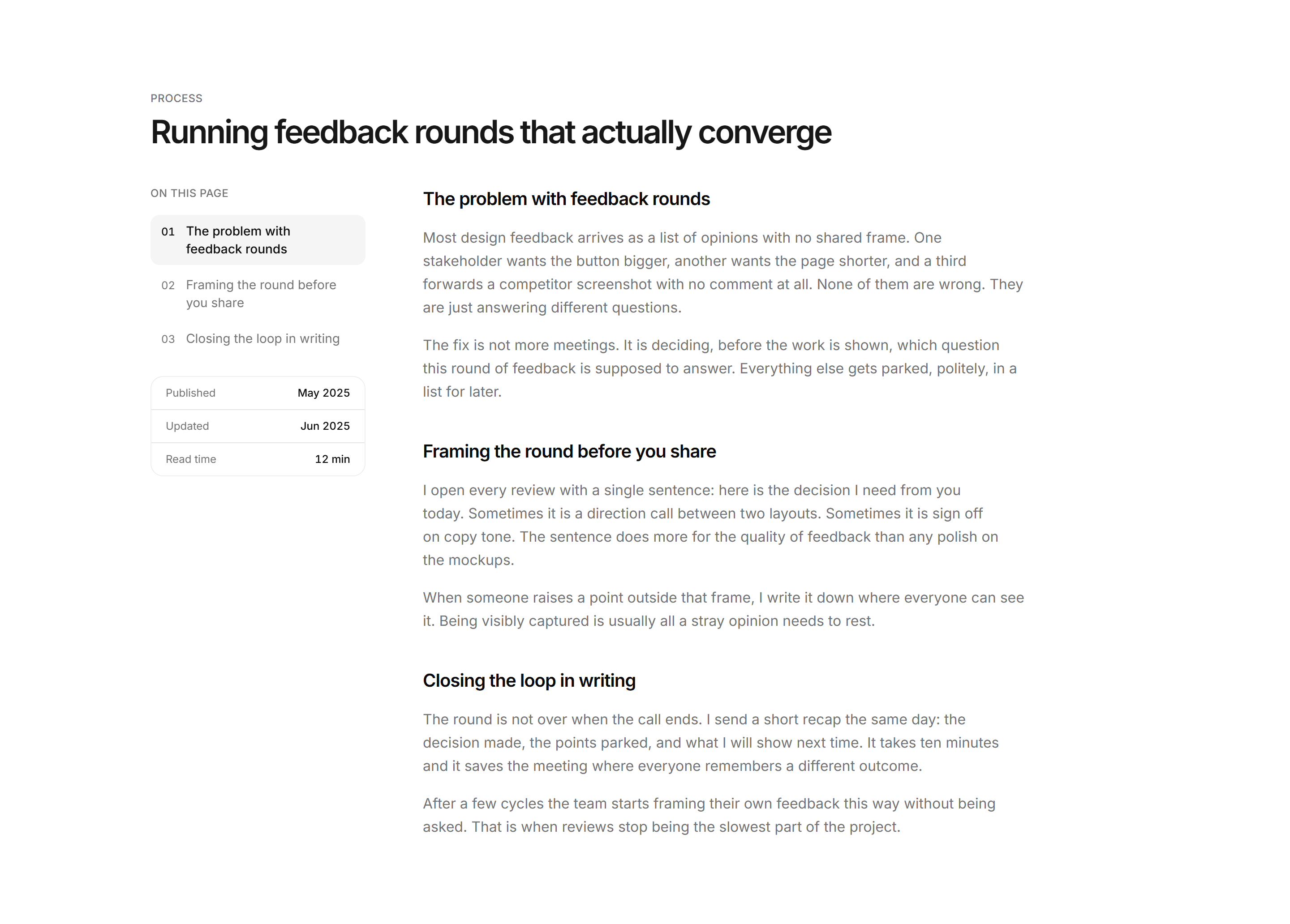 Portfolio Blog and Writing: Article Table of Contents