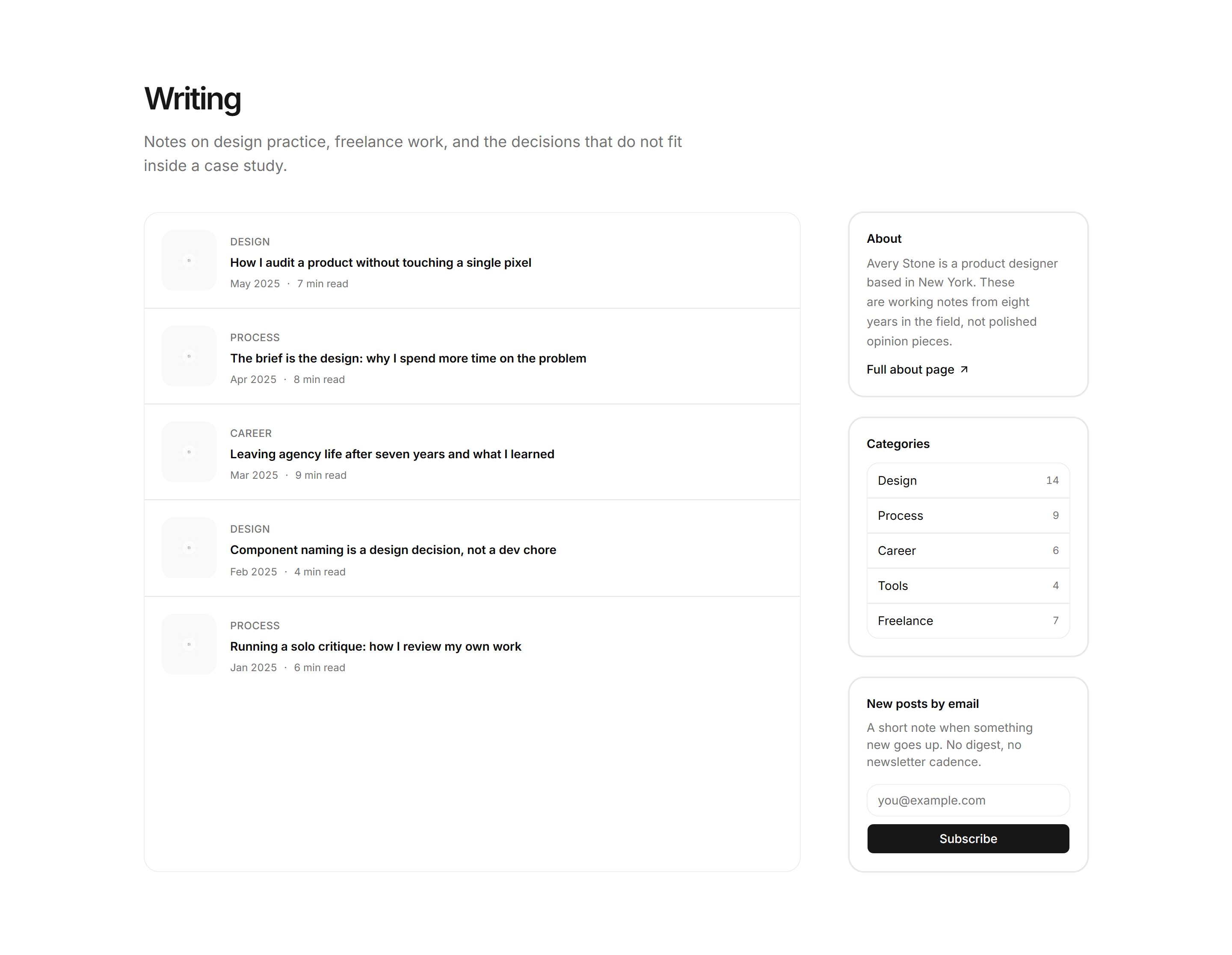 Portfolio Blog and Writing: Blog Sidebar Layout