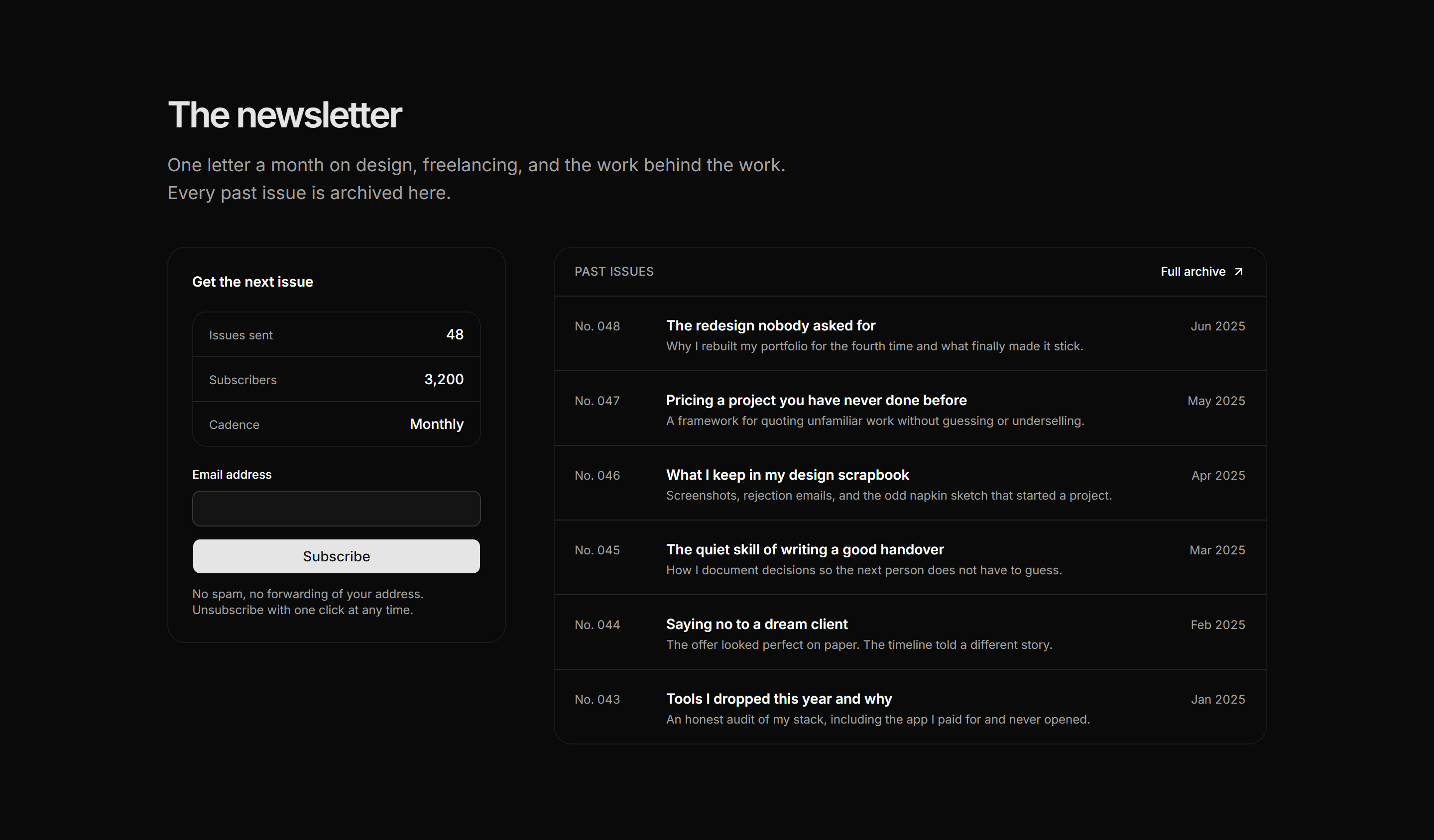 Portfolio Blog and Writing: Newsletter Issues
