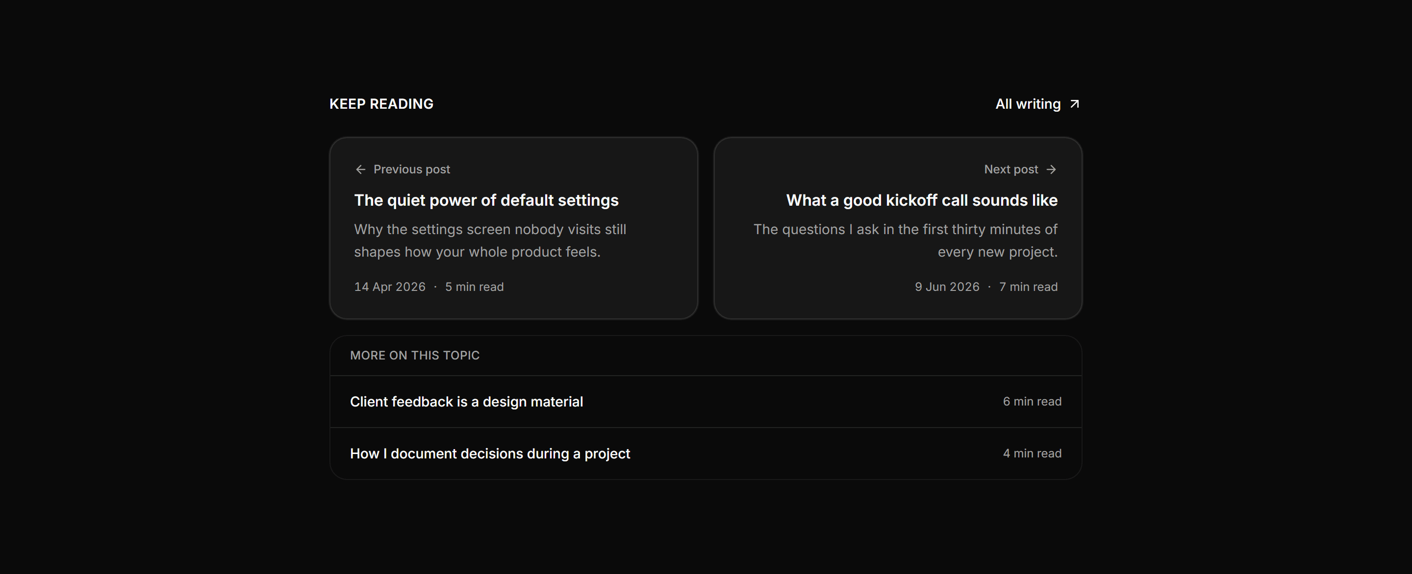 Portfolio Blog and Writing: Read Next Posts