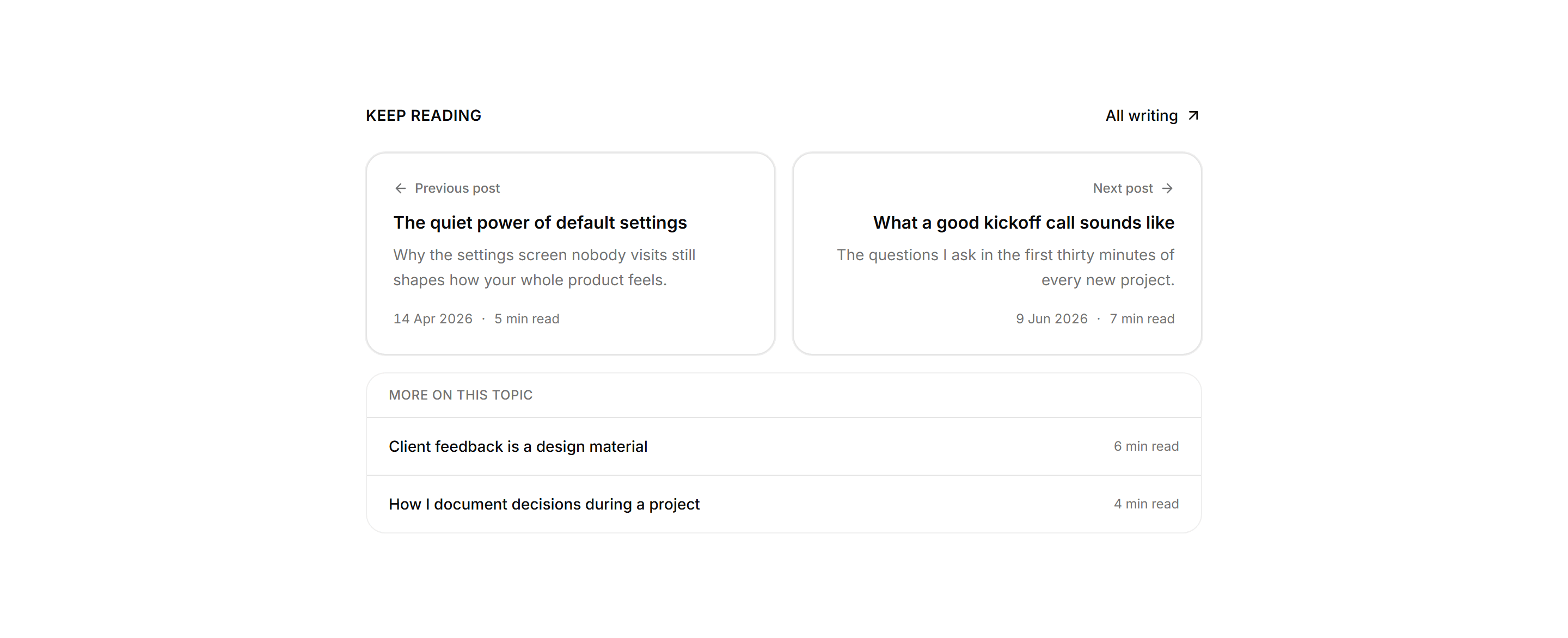 Portfolio Blog and Writing: Read Next Posts