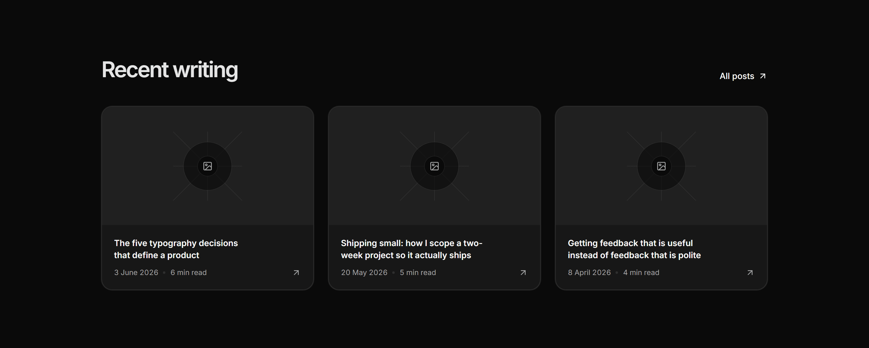 Portfolio Blog and Writing: Three Card Row