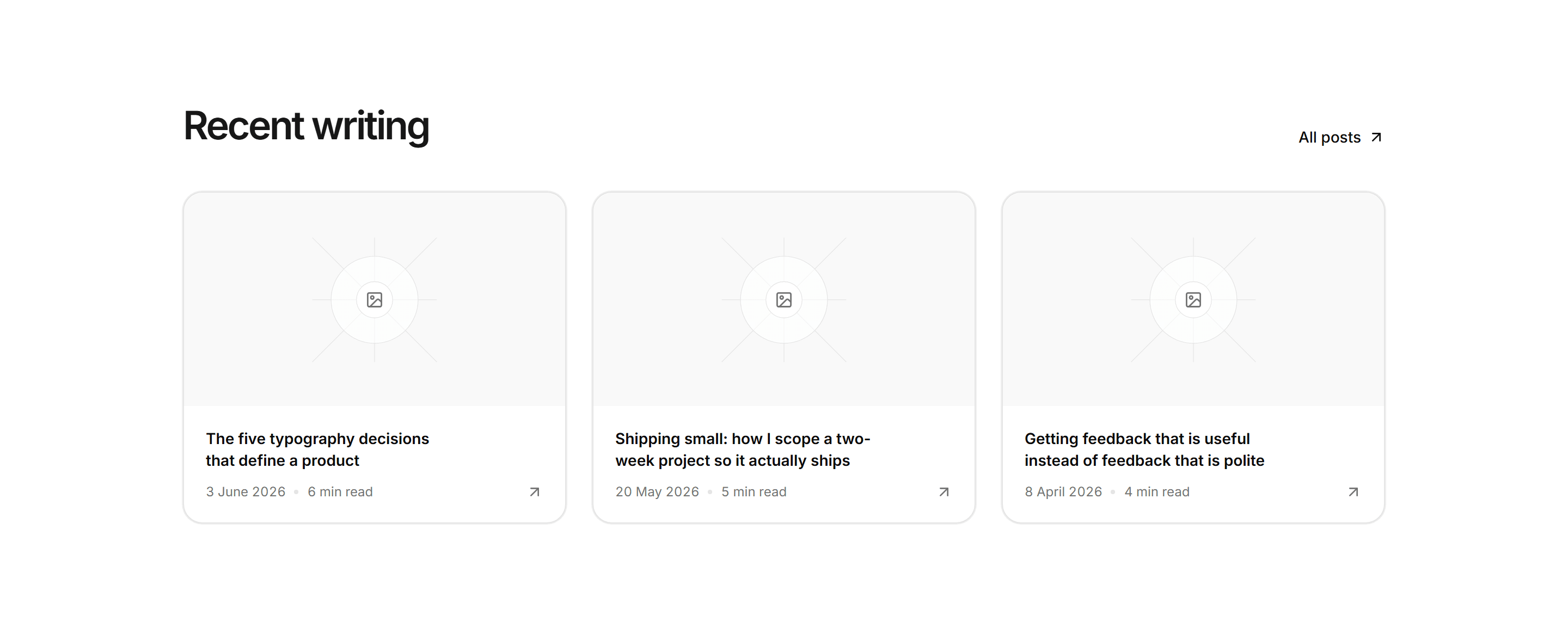 Portfolio Blog and Writing: Three Card Row