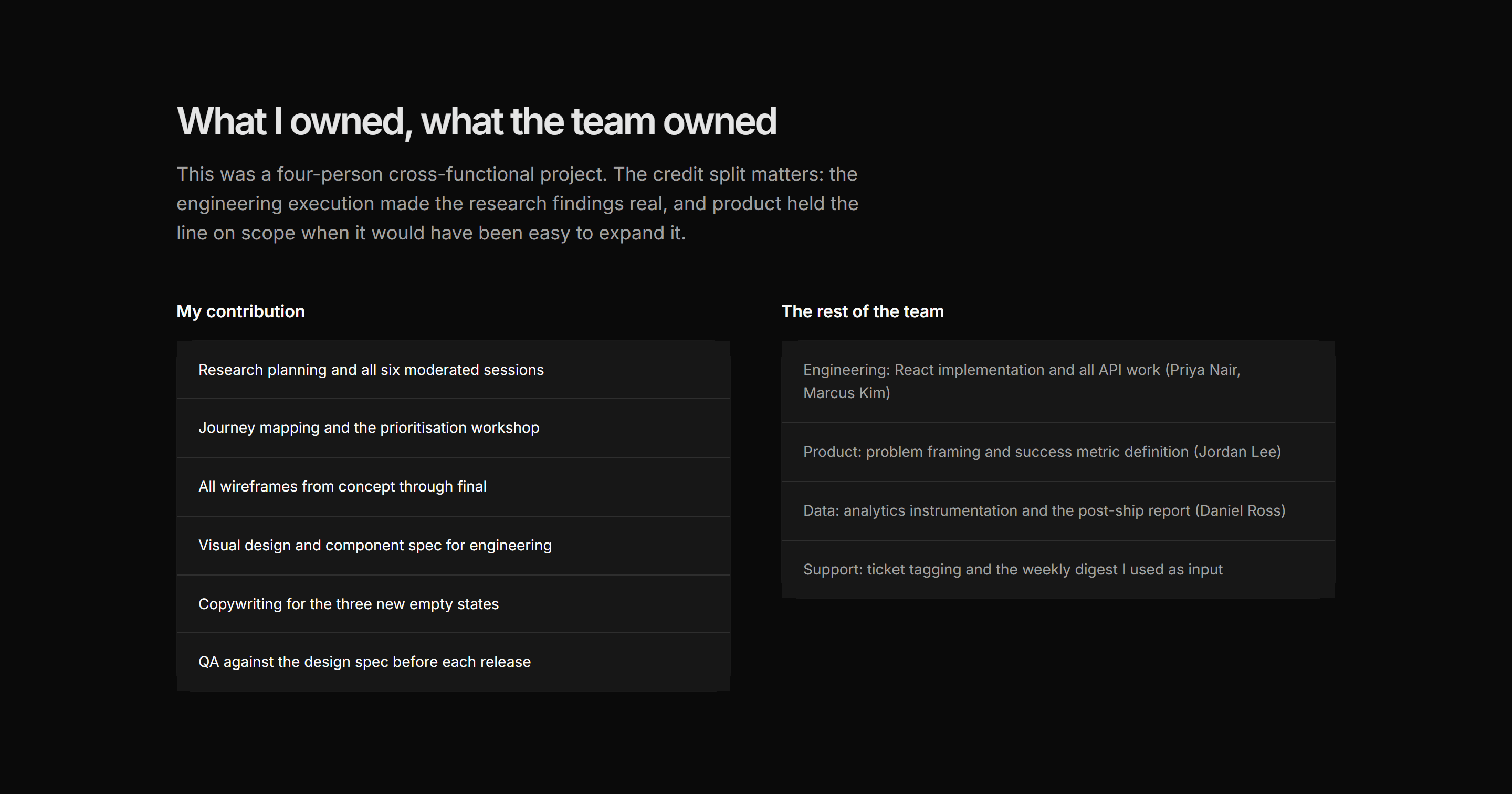Portfolio Case Study: Role Breakdown