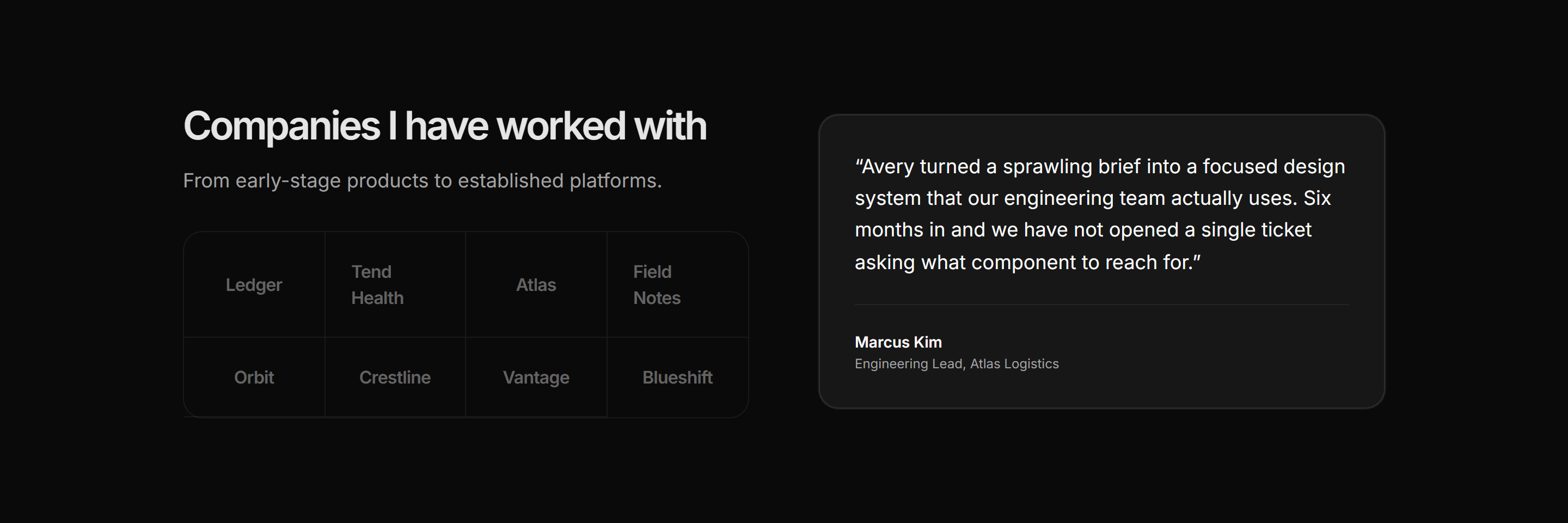 Portfolio Clients and Logo: Logo Grid With Quote