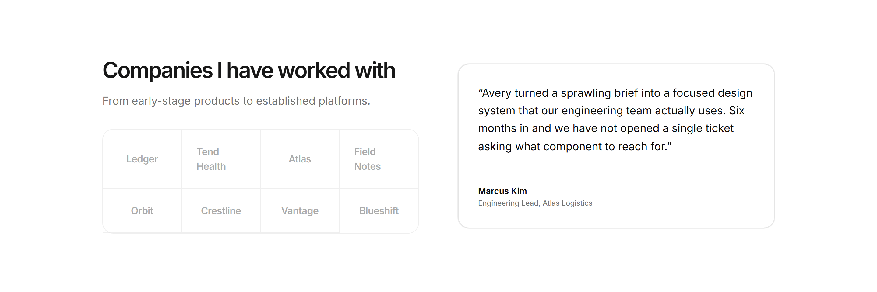Portfolio Clients and Logo: Logo Grid With Quote