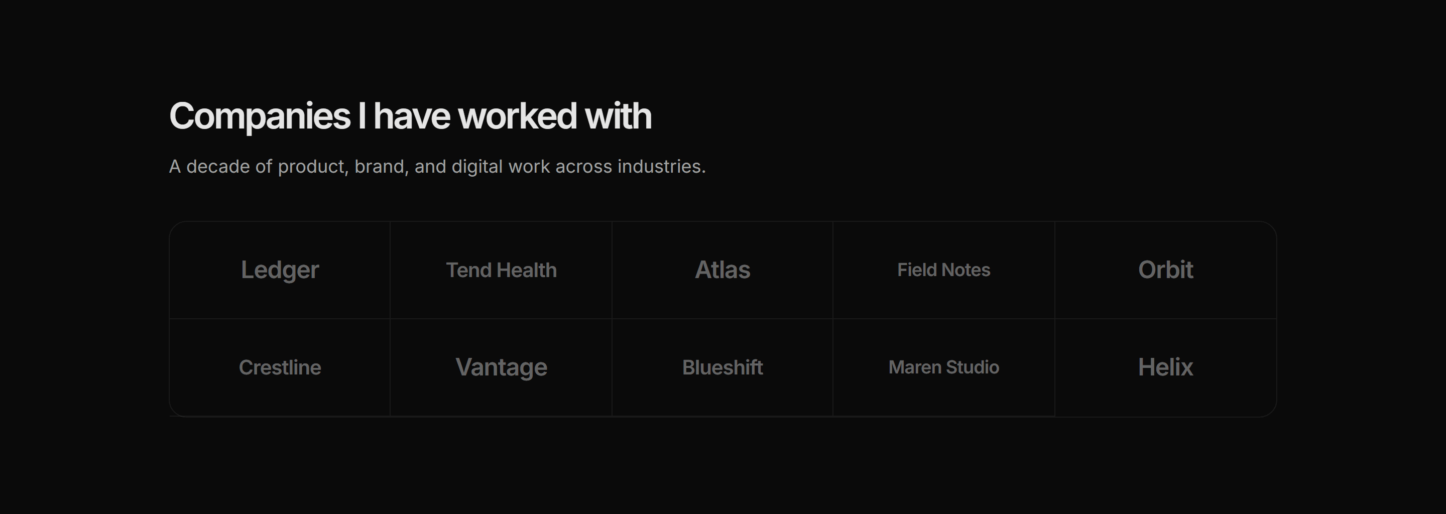 Portfolio Clients and Logo: Logo Wall