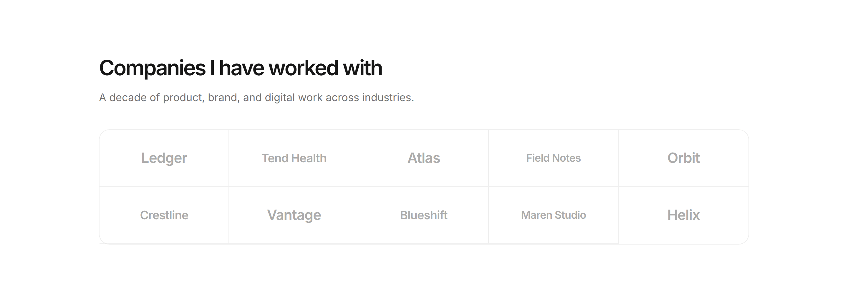 Portfolio Clients and Logo: Logo Wall