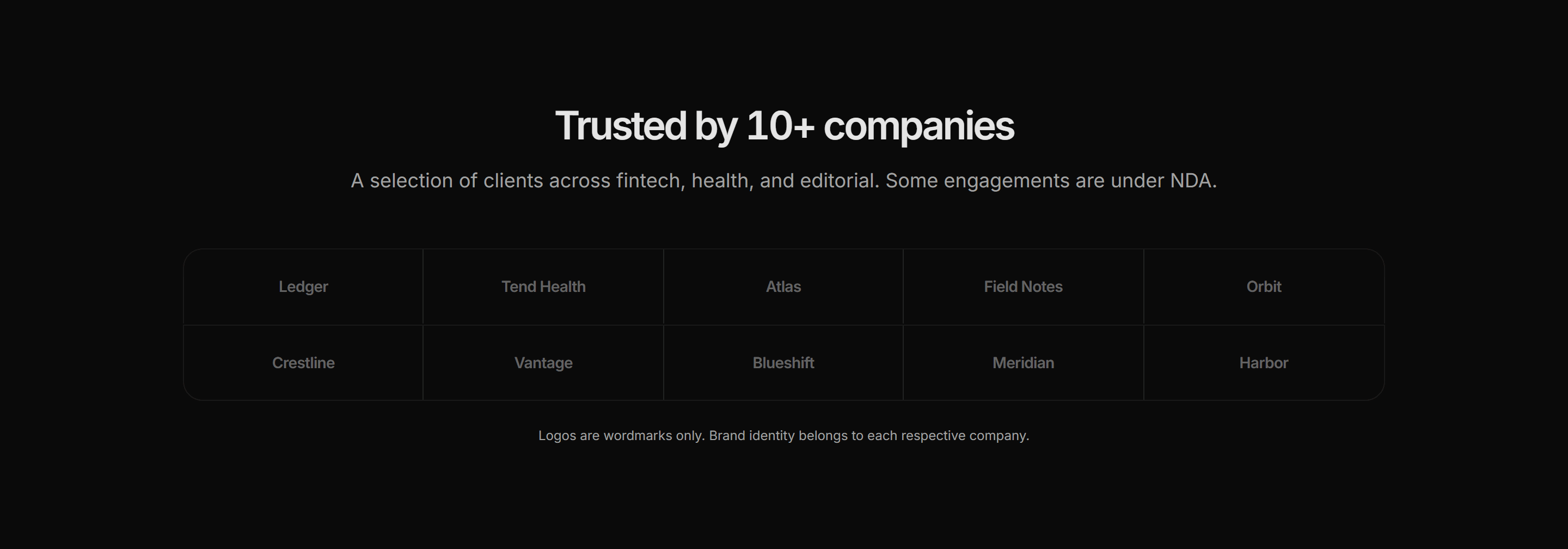 Portfolio Clients and Logo: Two Row Logos