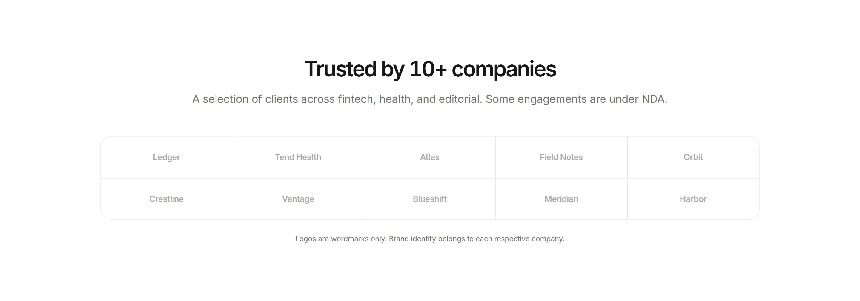 Portfolio Clients and Logo: Two Row Logos